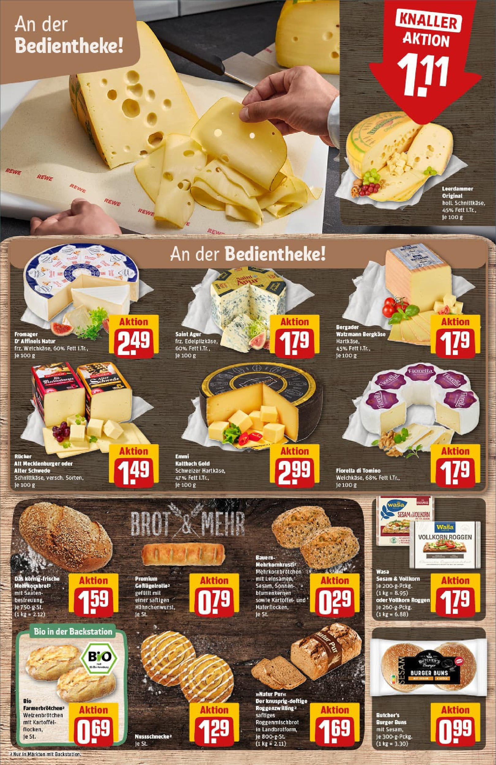 REWE Prospekt ab 06.10.2025 zum Blättern » Angebote | Seite: 13 | Produkte: Burger, Leerdammer, Brot