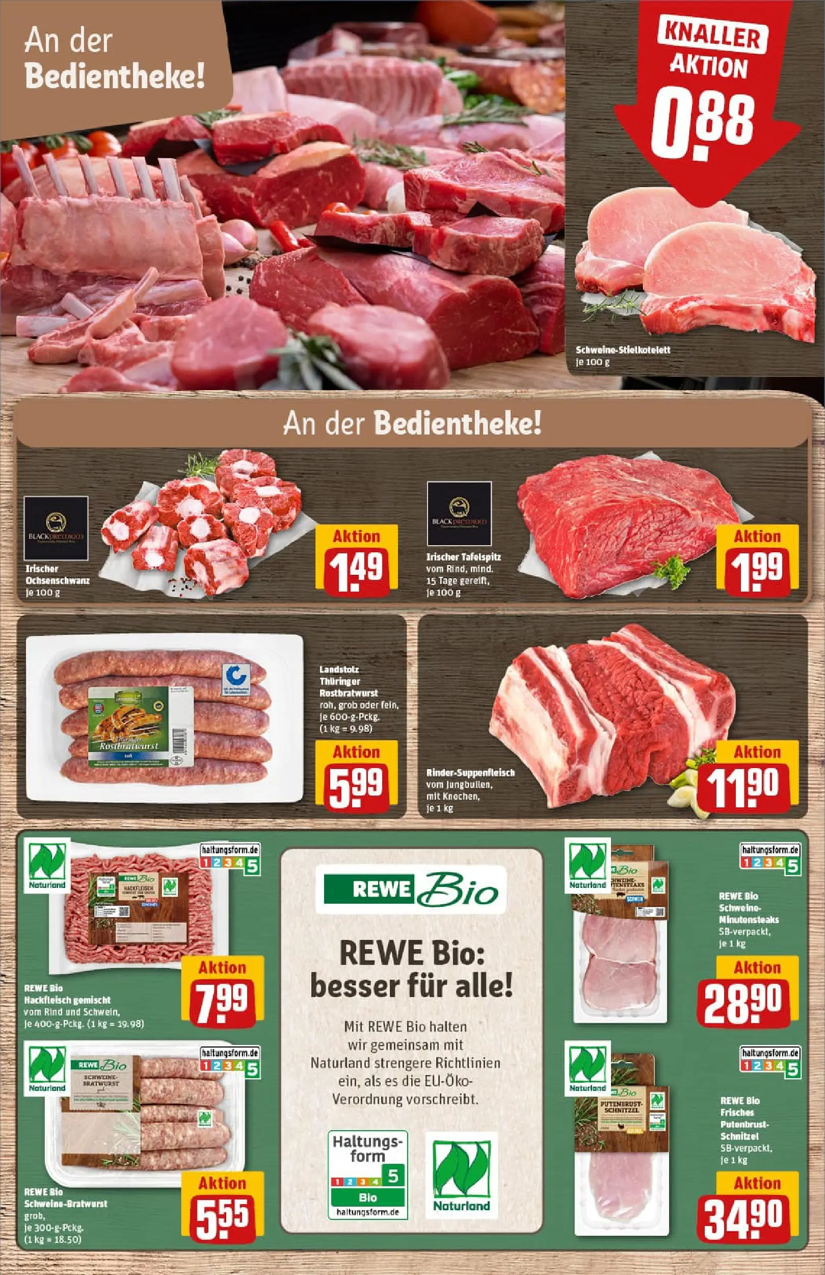 REWE Prospekt ab 06.10.2025 zum Blättern » Angebote | Seite: 9 | Produkte: Bratwurst, Schnitzel, Steak, Hackfleisch