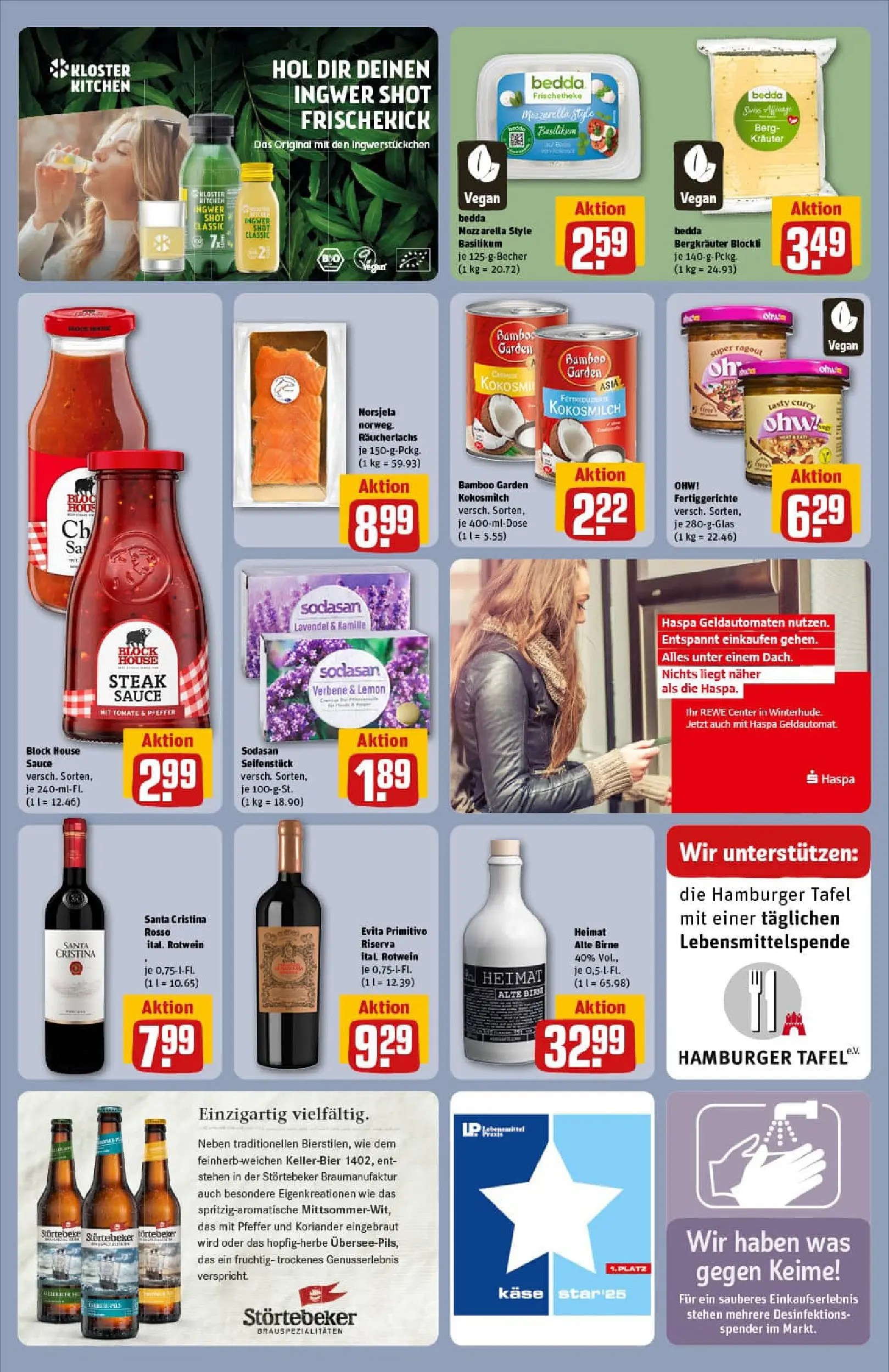 REWE Prospekt ab 06.10.2025 zum Blättern » Angebote | Seite: 34 | Produkte: Mozzarella, Räucherlachs, Birne, Steak