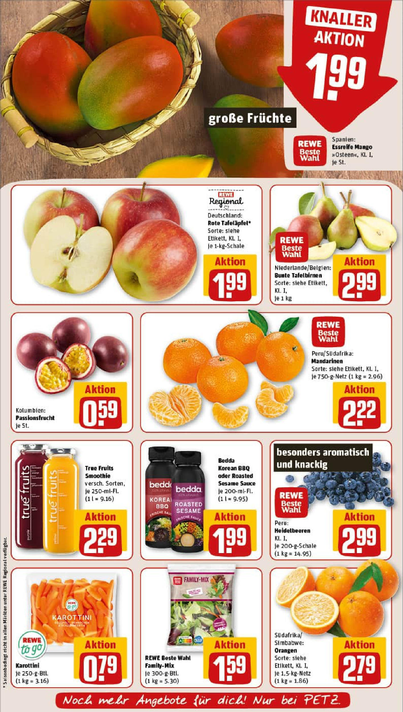 REWE Prospekt ab 06.10.2025 zum Blättern » Angebote | Seite: 6 | Produkte: Mandarinen, Orangen, Heidelbeeren, Mango
