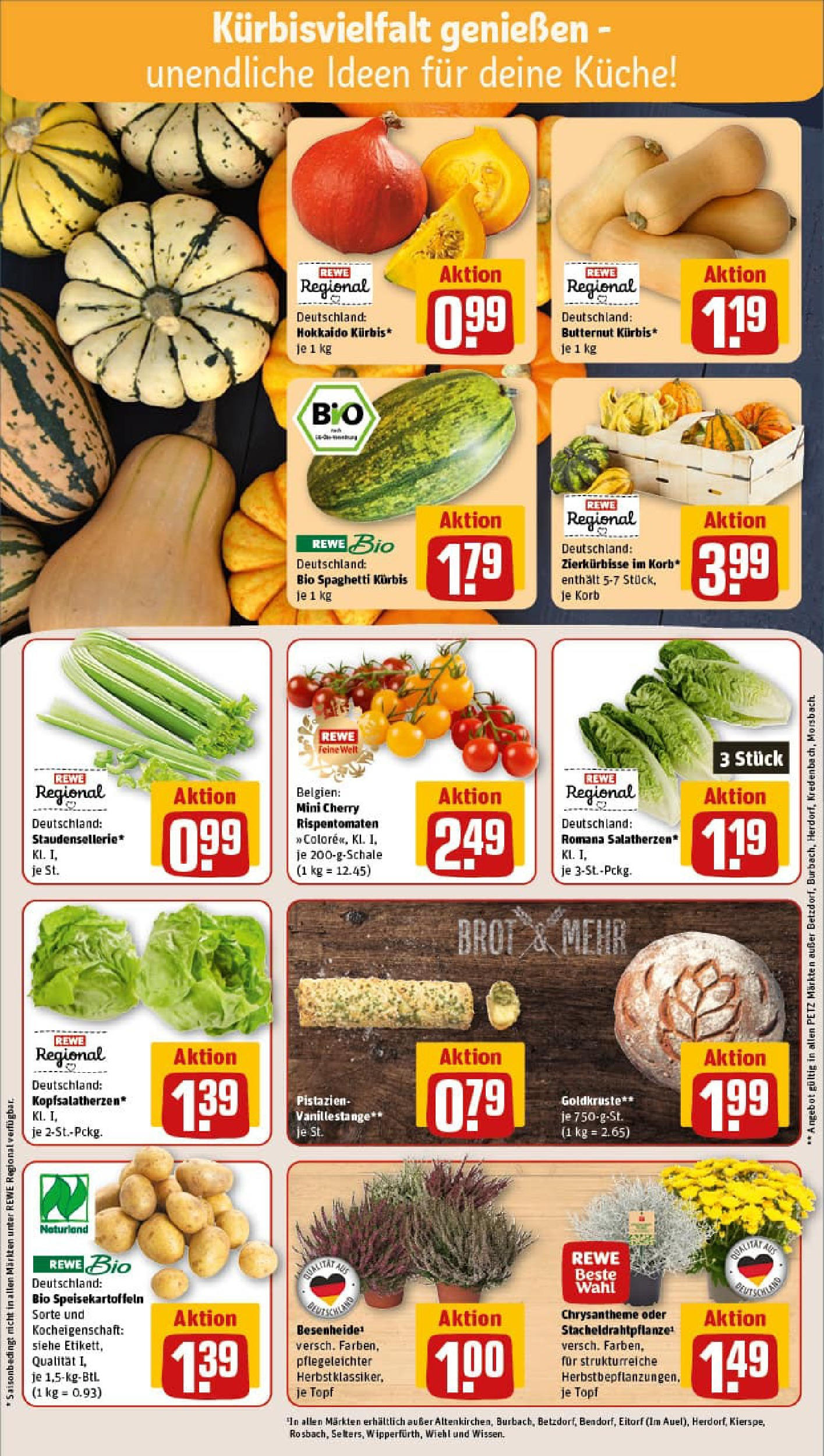 REWE Prospekt ab 06.10.2025 zum Blättern » Angebote | Seite: 7 | Produkte: Küche, Pistazien, Kürbis, Brot