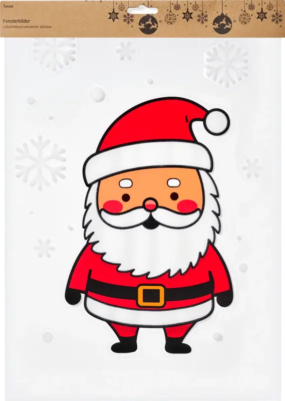 Dekorieren & Einrichten Fensterbild A3 Weihnachtsmann beflockt