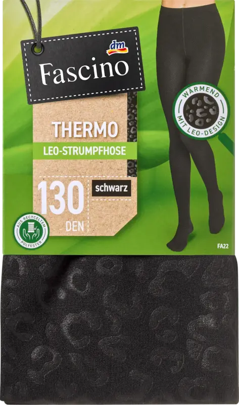 Fascino Strumpfhose Thermo mit Leo-Muster & recyceltem Polyester schwarz Gr. 46/48, 130 DEN