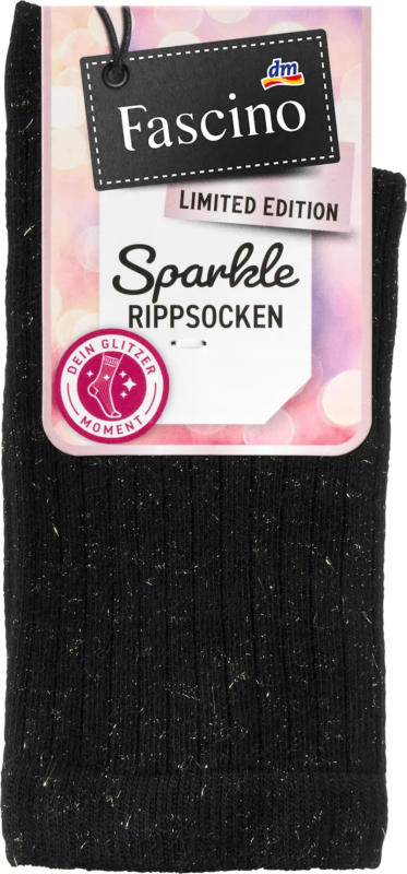 Fascino Socken mit Glitzer-Garn schwarz Gr. 39-42
