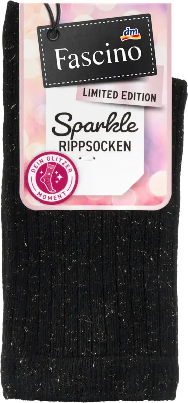 Fascino Socken mit Glitzer-Garn schwarz Gr. 35-38