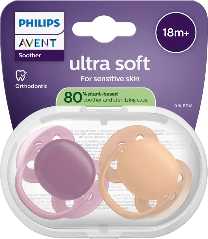 PHILIPS AVENT Schnuller ultra soft Silikon, rosa/apricot, ab 18 Monaten