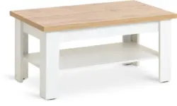 JYSK Маса за кафе MARKSKEL 60x110 бяла/цвят дъб