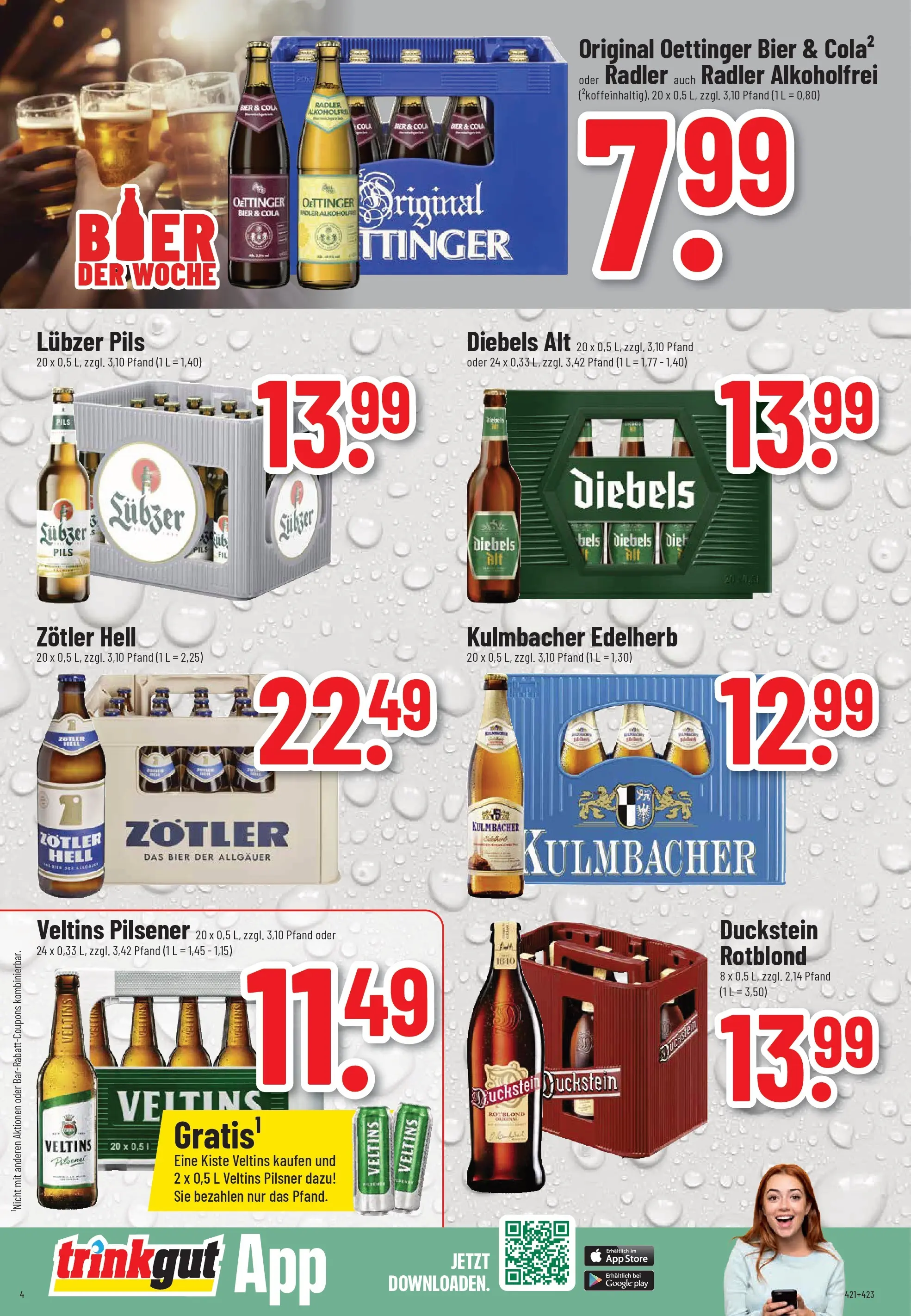 Trinkgut - trinkgut: Wochenangebote (ab 06.10.2025) » Angebote online | Seite: 4 | Produkte: Bier, Oettinger, Lubzer, Veltins