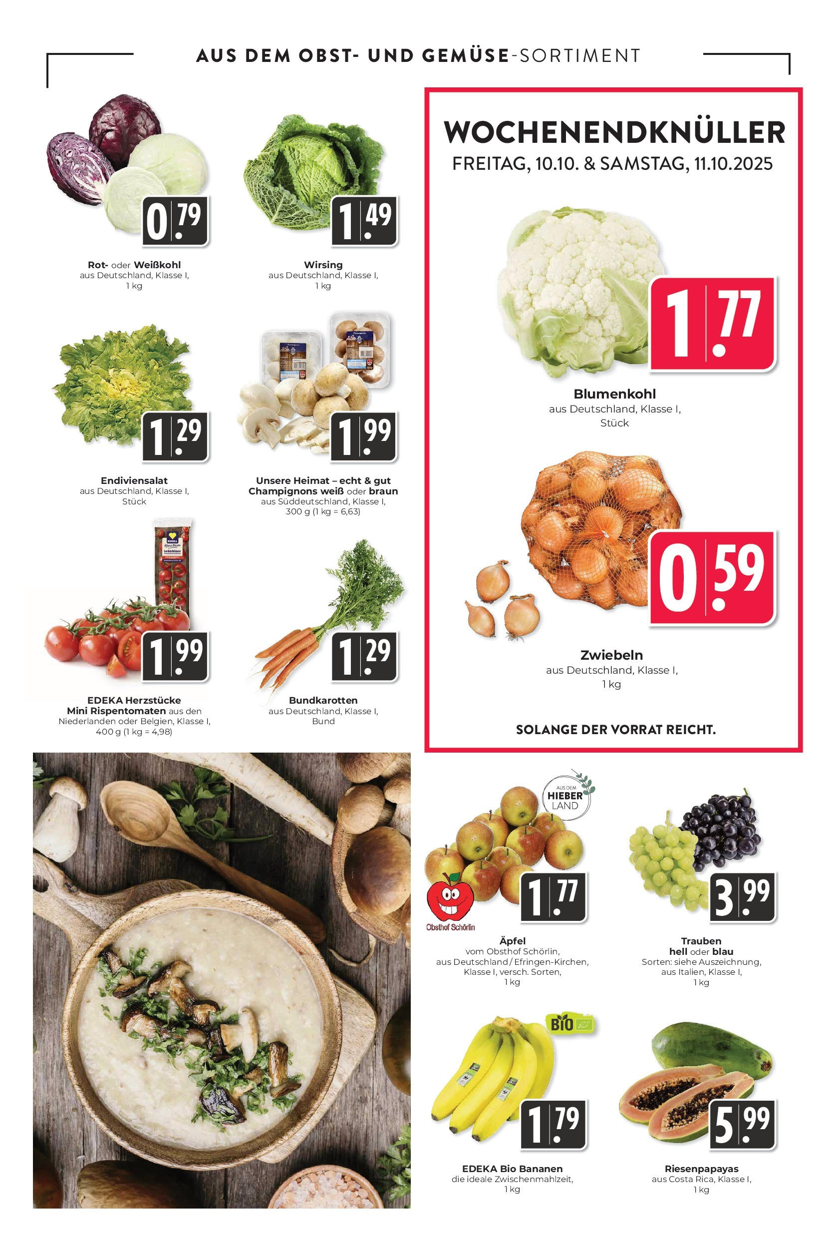 Entdecke - Hieber's Frischecenter: Meine Woche (ab 05.10.2025) zum Blättern | Seite: 7 | Produkte: Trauben, Bananen, Champignons, Zwiebeln