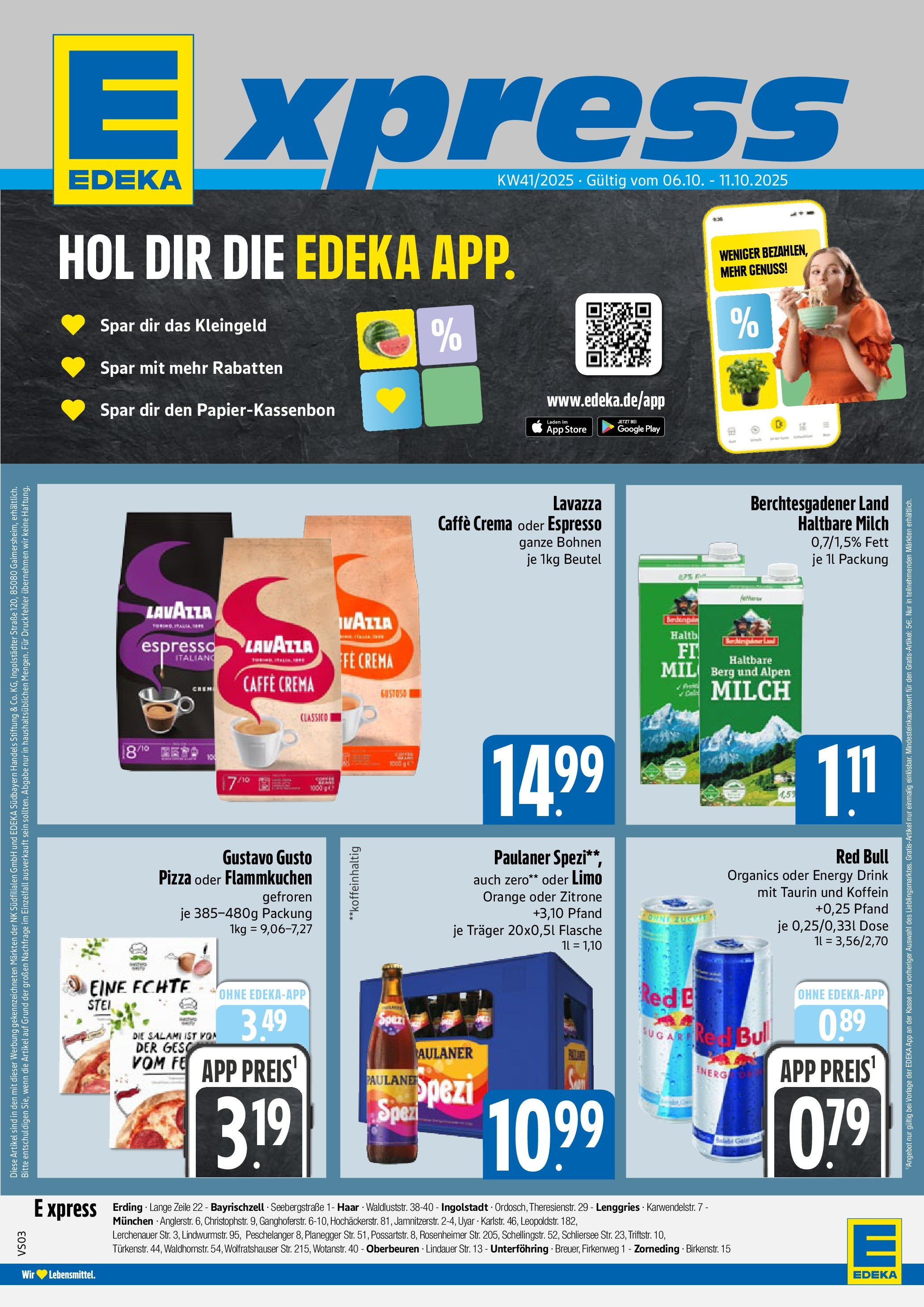 Edeka prospekt München	 (ab 06.10.2025) » Angebote Online | Seite: 1 | Produkte: Red bull, Milch, Pizza, Paulaner