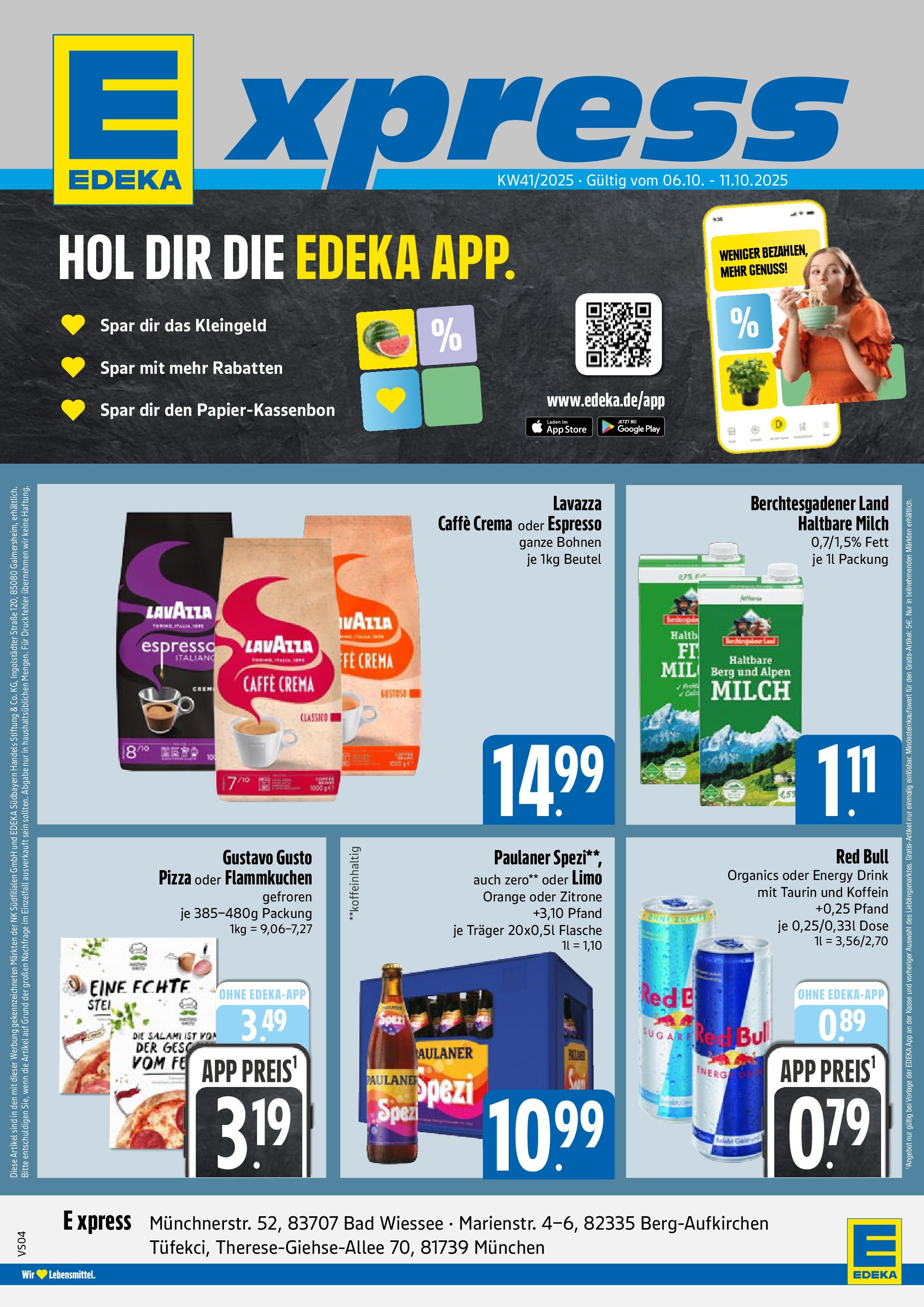 Edeka prospekt München	 (ab 06.10.2025) » Angebote Online | Seite: 1 | Produkte: Gustavo gusto, Milch, Energy, Paulaner