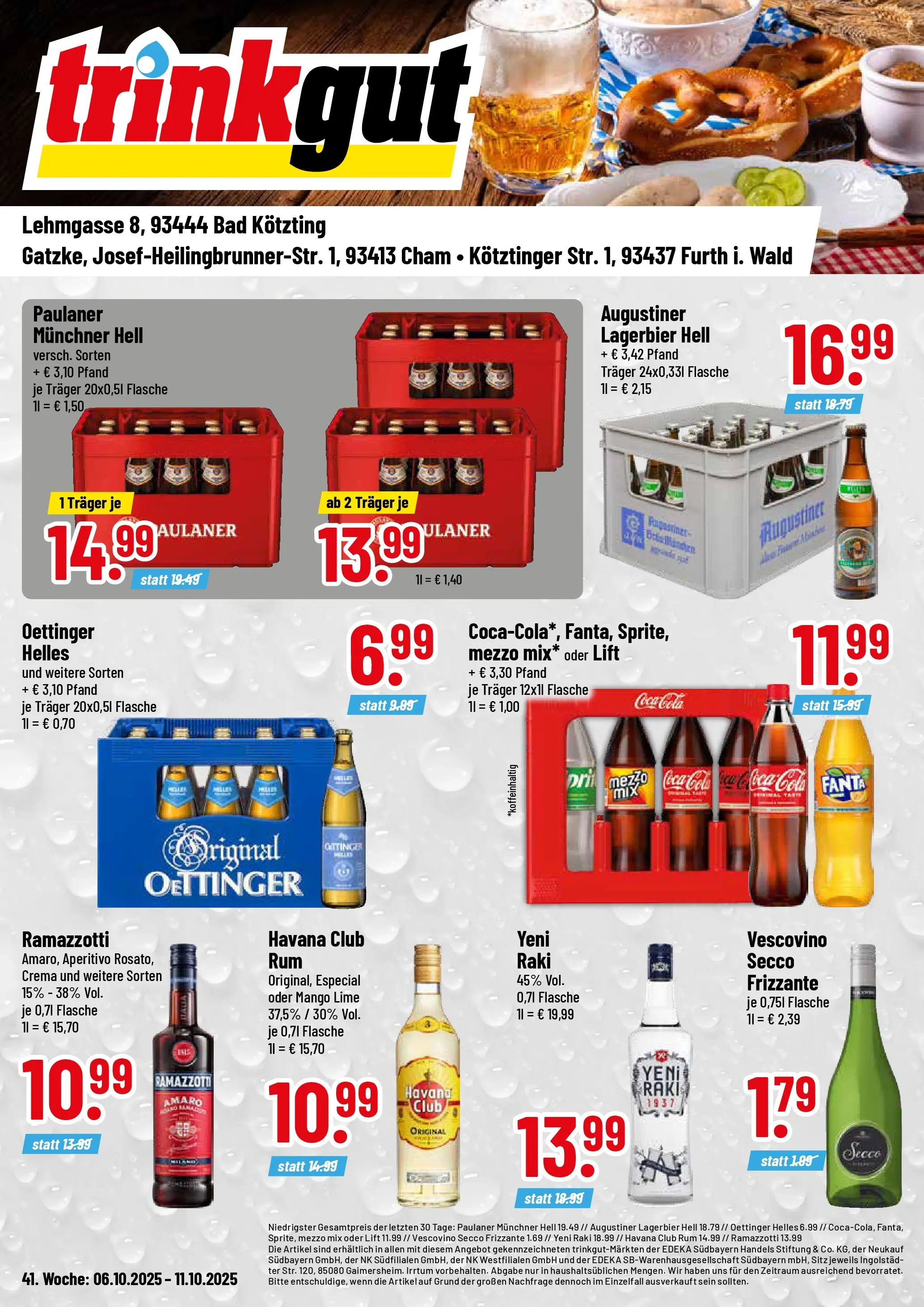 Trinkgut - trinkgut: Wochenangebote (ab 06.10.2025) » Angebote online | Seite: 1 | Produkte: Mezzo mix, Cola, Rum, Bad