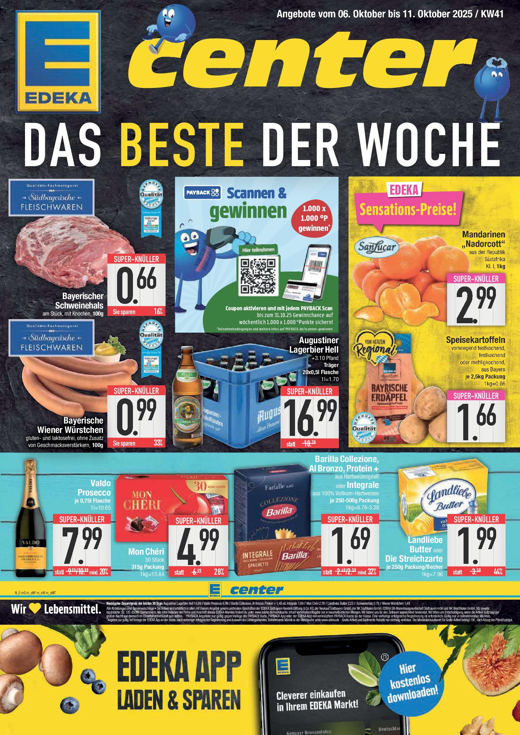 Edeka prospekt Weißenburg	 (ab 06.10.2025) » Angebote Online | Seite: 1 | Produkte: Wiener wurstchen, Butter, Prosecco, Mon cheri