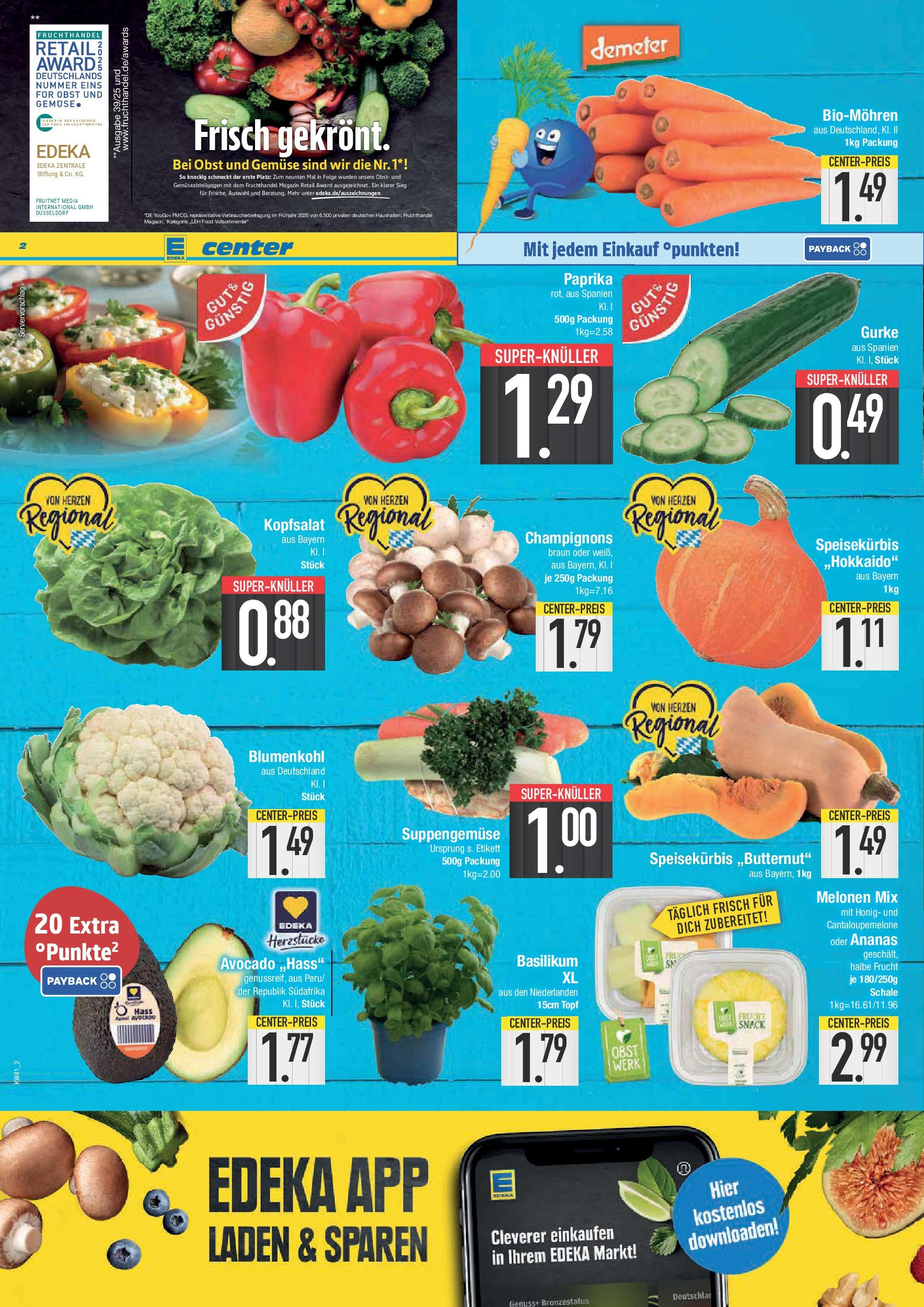 Edeka prospekt Weißenburg	 (ab 06.10.2025) » Angebote Online | Seite: 2 | Produkte: Avocado, Champignons, Paprika, Obst
