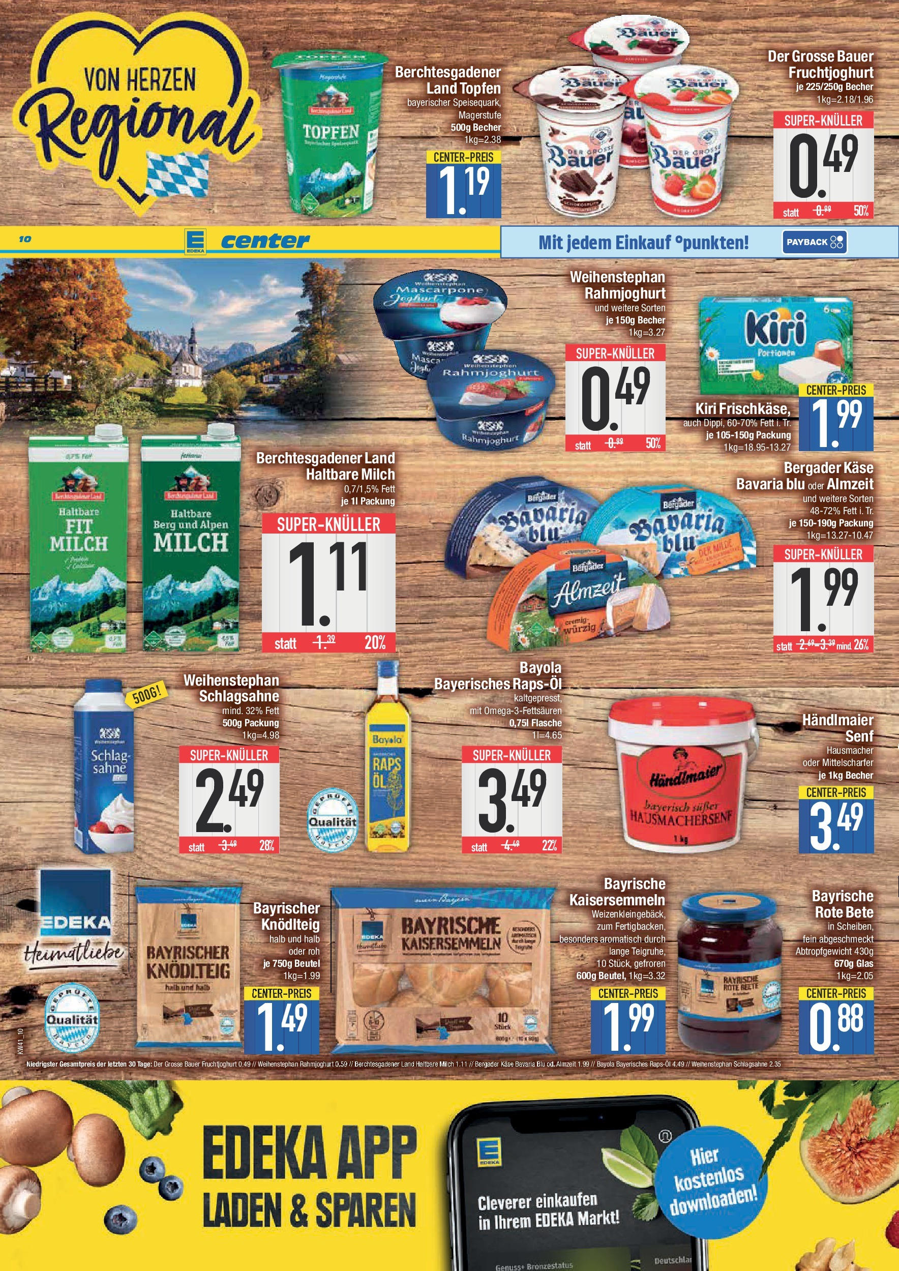 Edeka prospekt Weißenburg	 (ab 06.10.2025) » Angebote Online | Seite: 10 | Produkte: Schlagsahne, Milch, Haltbare milch, Frischkase