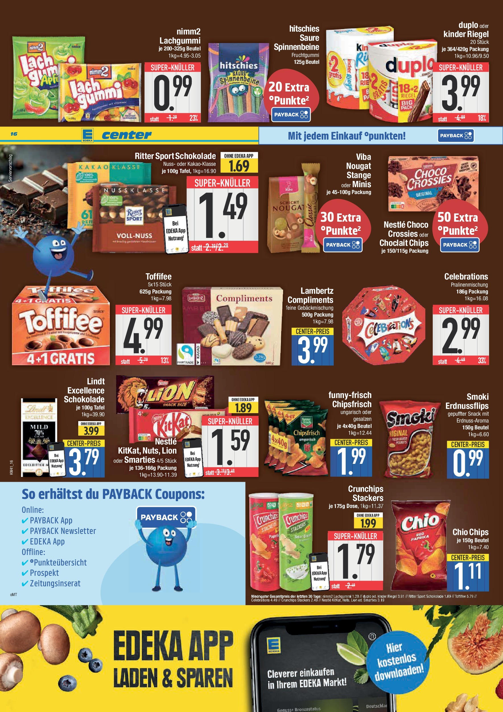 Edeka prospekt München	 (ab 06.10.2025) » Angebote Online | Seite: 16 | Produkte: Ritter sport, Toffifee, Lindt, Chips