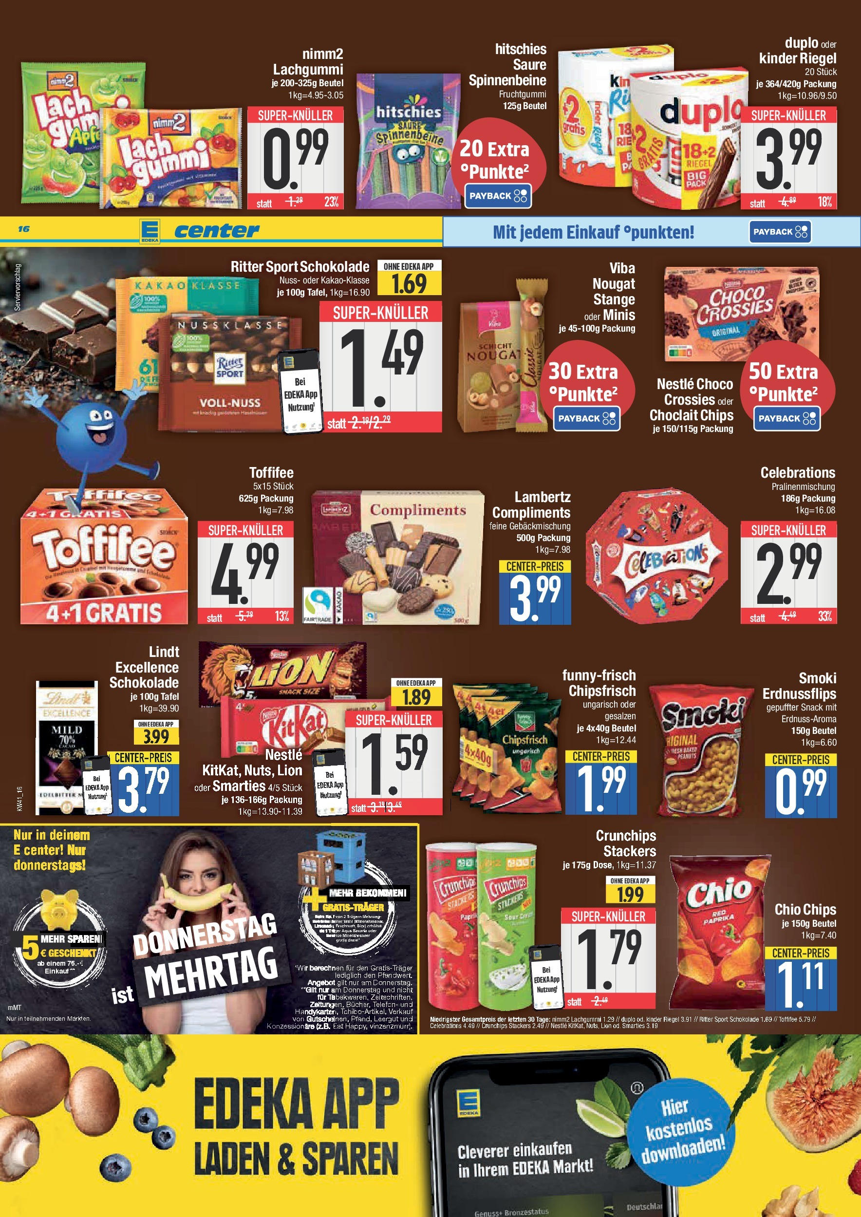 Edeka prospekt Weißenburg	 (ab 06.10.2025) » Angebote Online | Seite: 16 | Produkte: Schokolade, Ritter sport, Toffifee, Chips