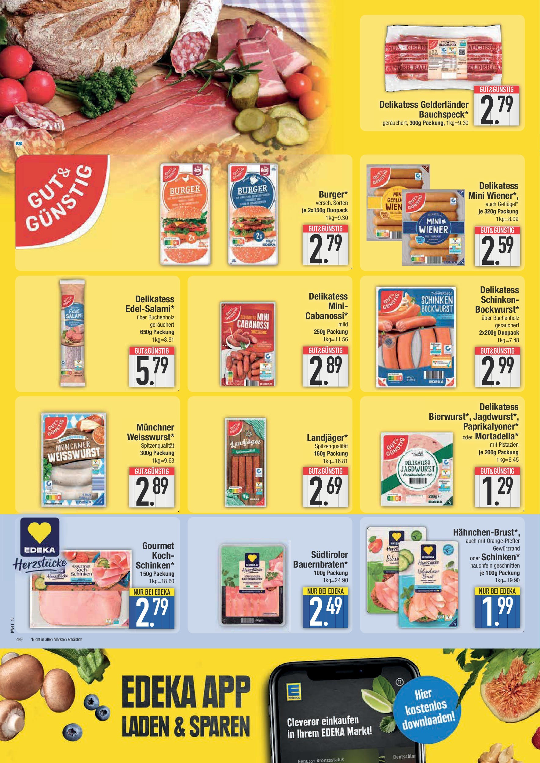 Edeka prospekt München	 (ab 06.10.2025) » Angebote Online | Seite: 18 | Produkte: Weißwurst, Pistazien, Schinken, Hahnchenbrust