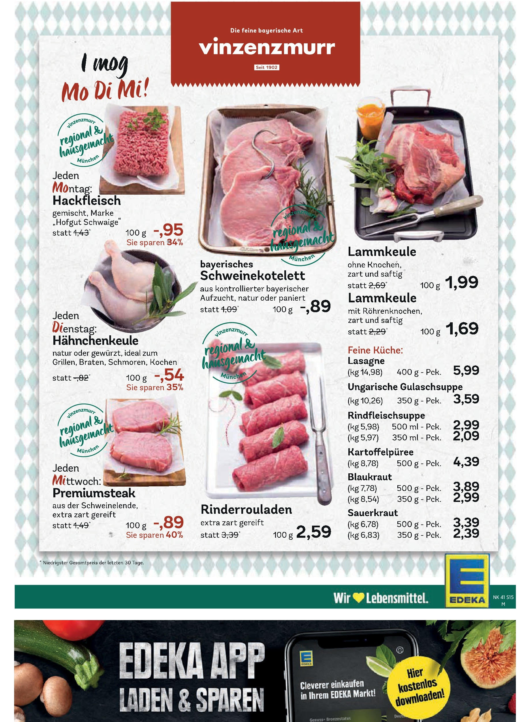 Edeka prospekt Murnau	 (ab 06.10.2025) » Angebote Online | Seite: 15 | Produkte: Rinderrouladen, Lammkeule, Küche, Hackfleisch