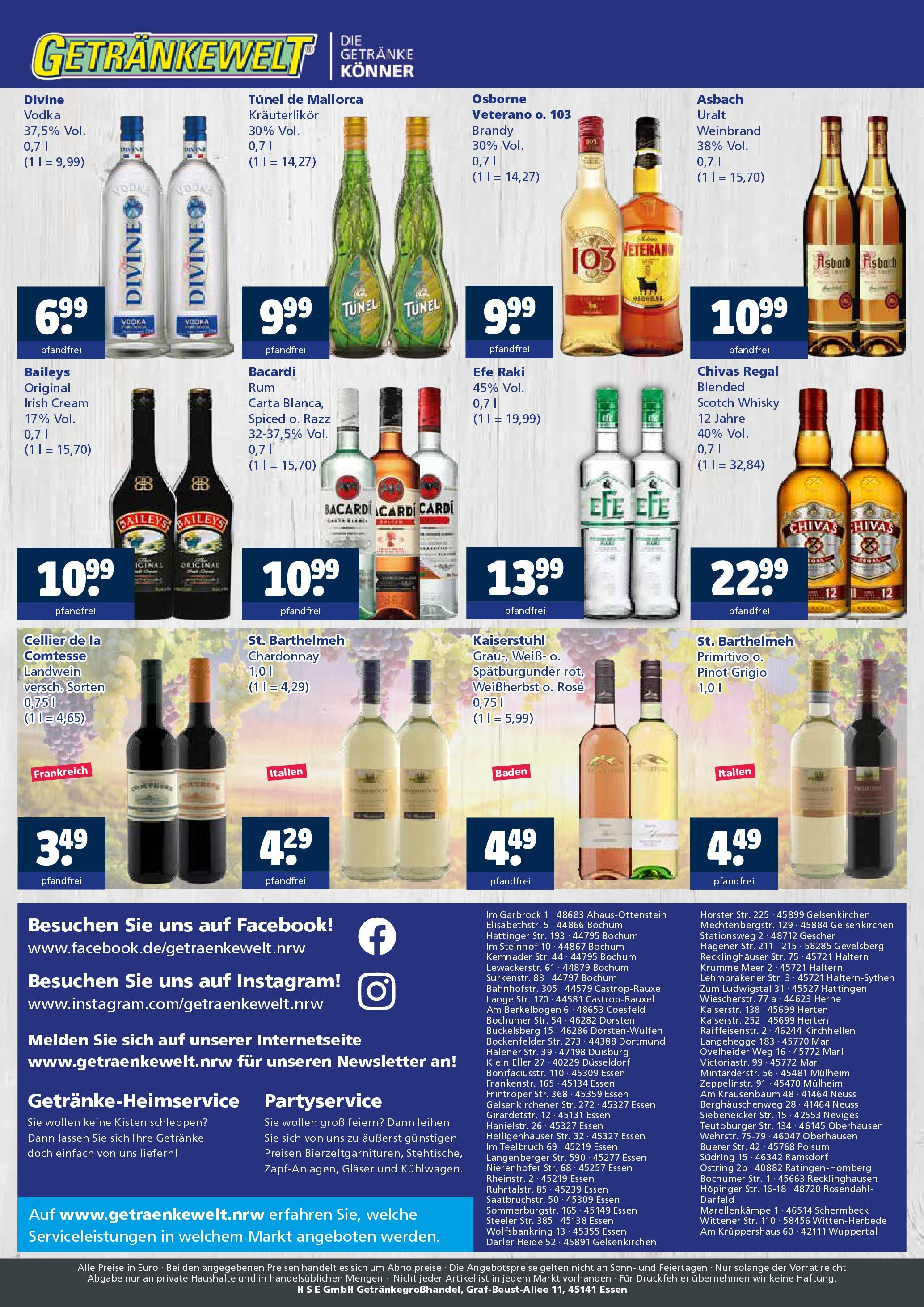 Entdecke - Getränkewelt HSE: Getränkeangebote (ab 05.10.2025) zum Blättern | Seite: 4 | Produkte: Whisky, Regal, Baileys, Asbach