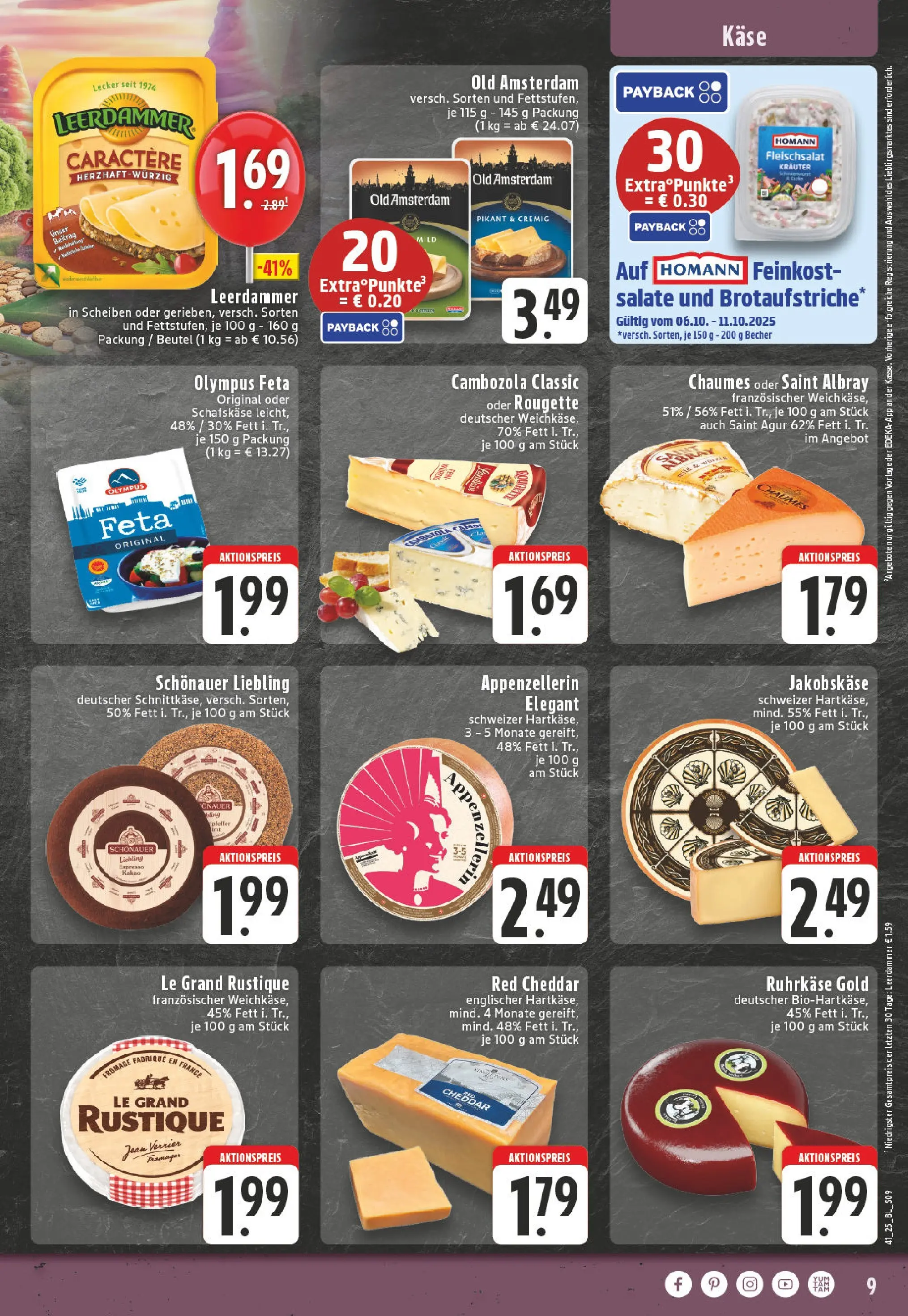 Edeka prospekt Köln-Sülz	 (ab 06.10.2025) » Angebote Online | Seite: 9 | Produkte: Feta, Käse, Leerdammer, Schafskase