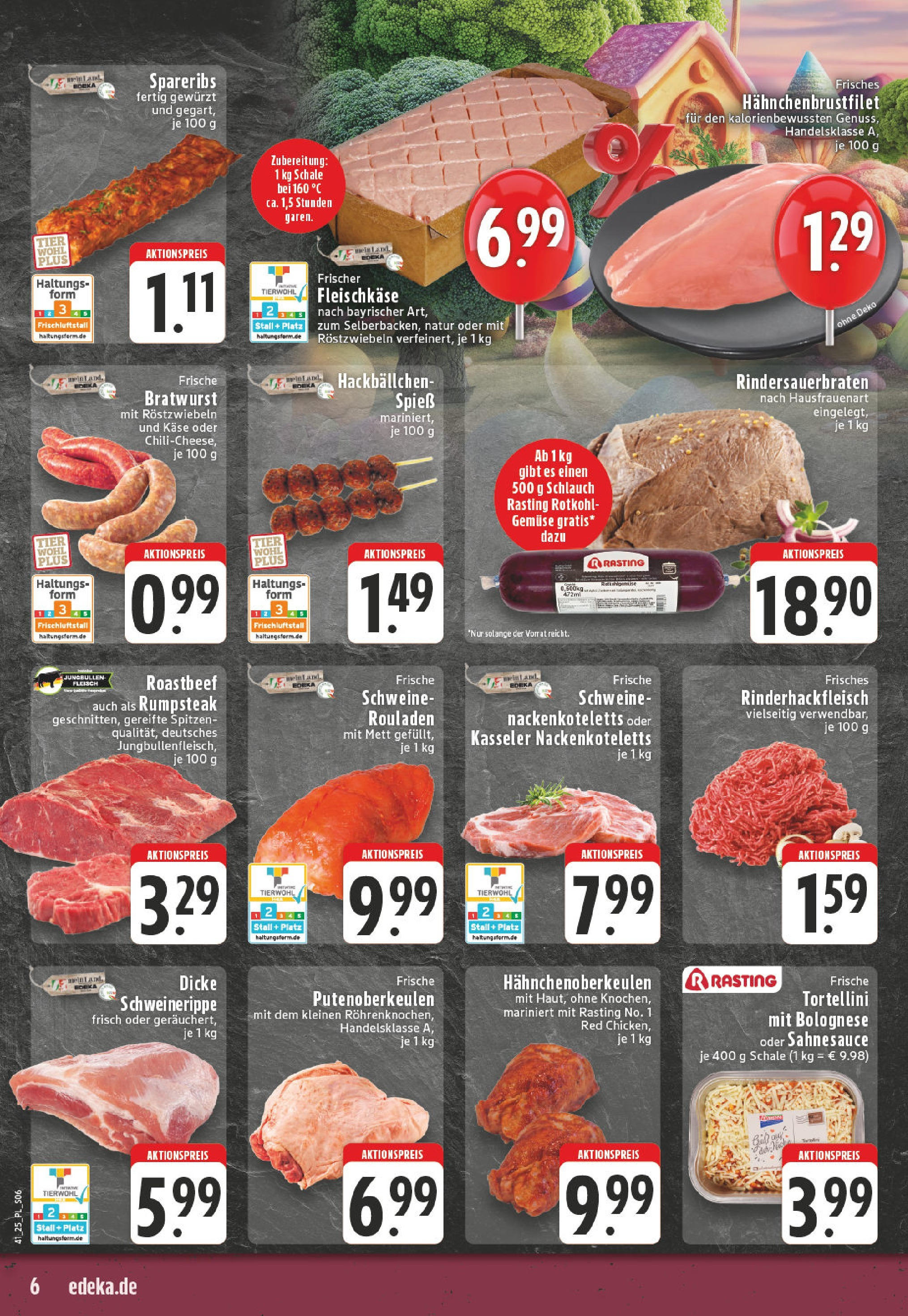 Edeka prospekt Bocholt - Holtwick	 (ab 06.10.2025) » Angebote Online | Seite: 6 | Produkte: Käse, Bratwurst, Roastbeef, Fleisch