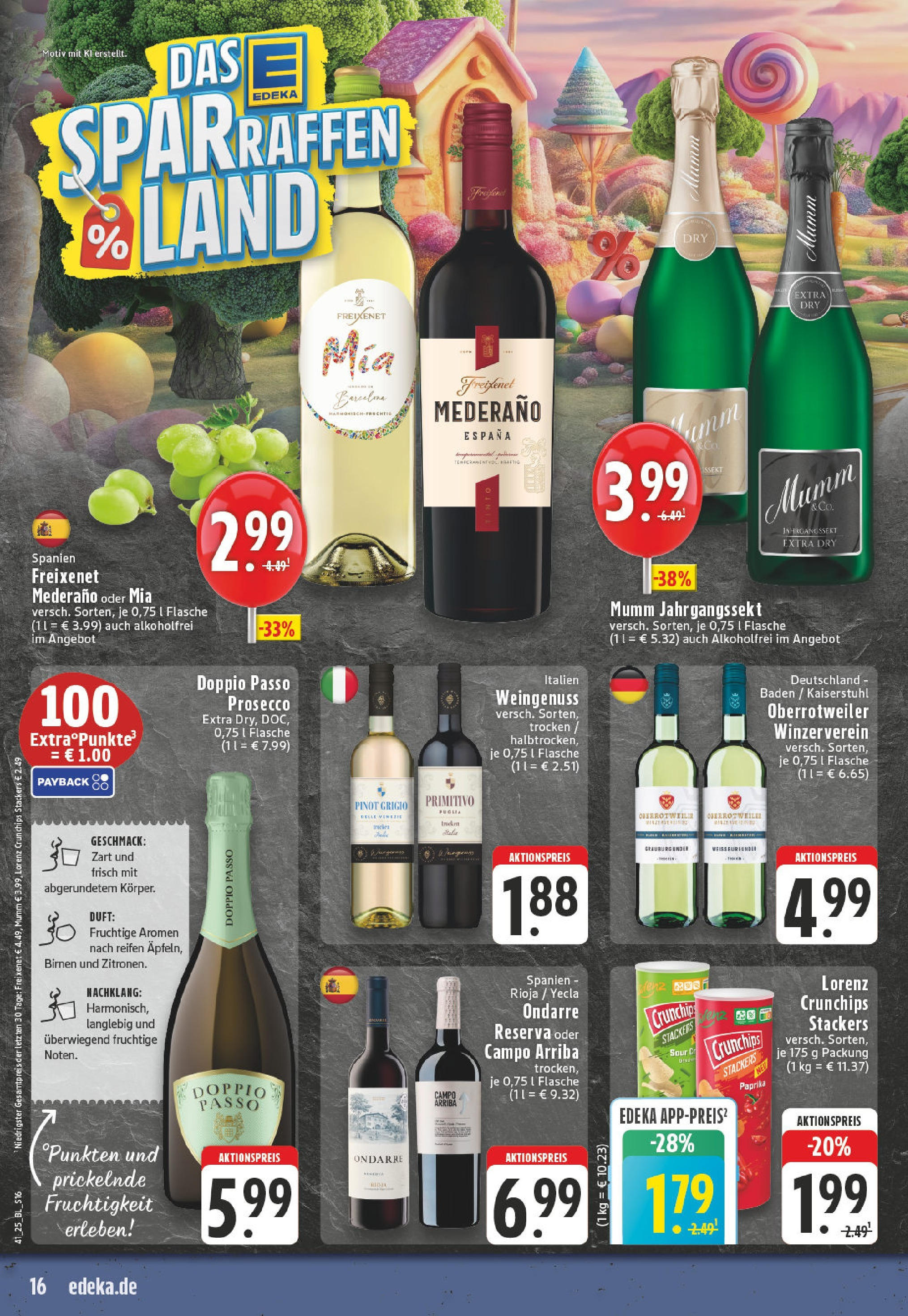 Edeka prospekt Bottrop	 (ab 06.10.2025) » Angebote Online | Seite: 16 | Produkte: Prosecco, Paprika, Doppio Passo, Lorenz crunchips