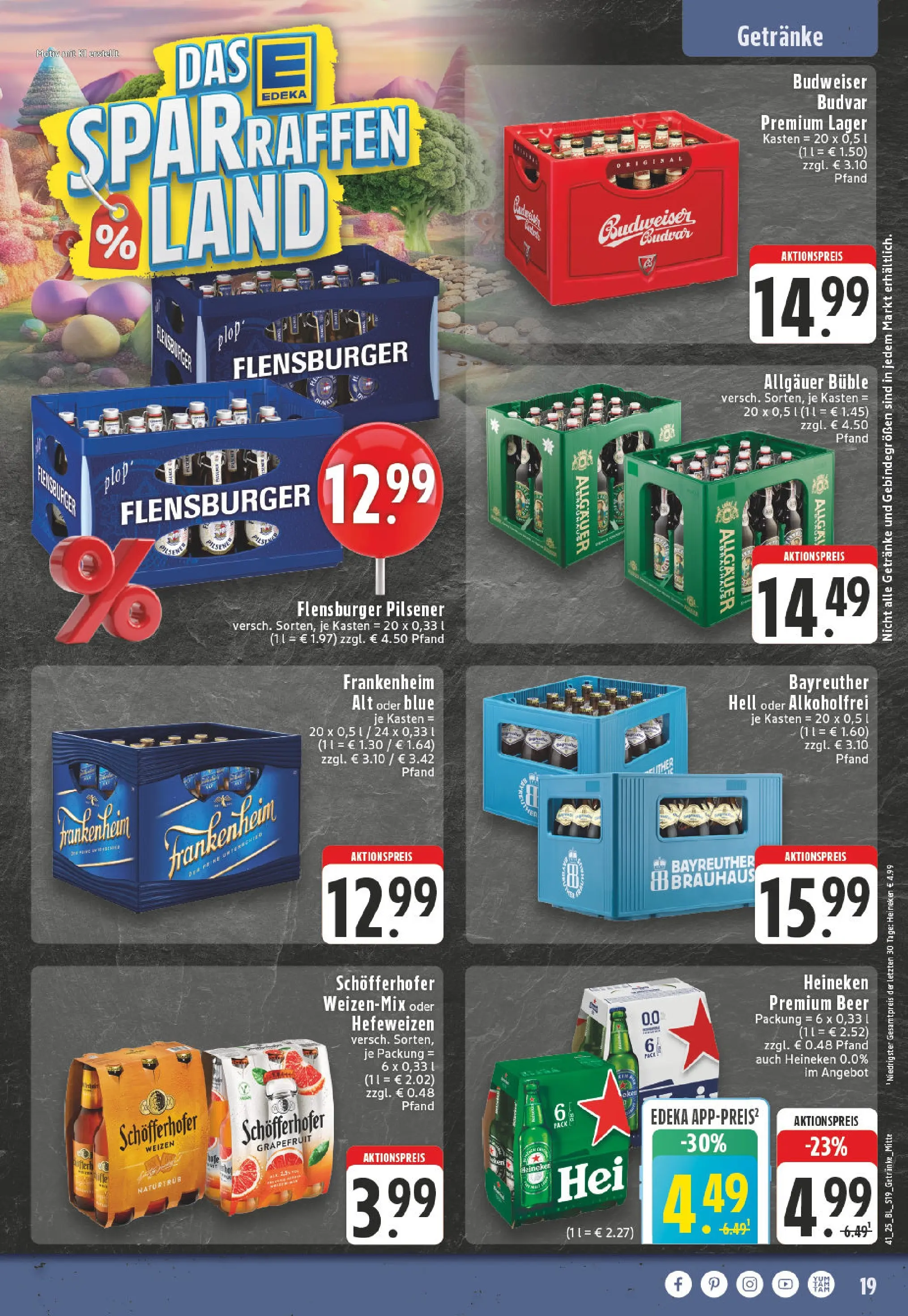 Edeka prospekt Ladbergen	 (ab 06.10.2025) » Angebote Online | Seite: 19 | Produkte: Bayreuther hell, Flensburger, Heineken, Budweiser