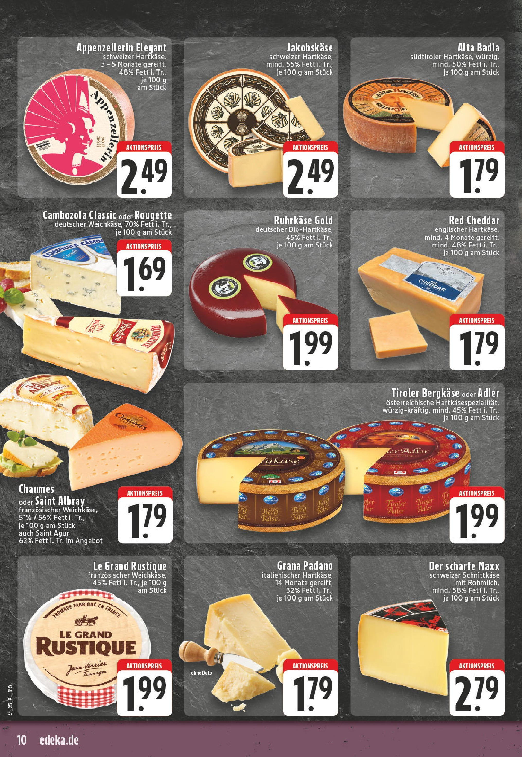 Edeka prospekt Bocholt - Holtwick	 (ab 06.10.2025) » Angebote Online | Seite: 10 | Produkte: Käse