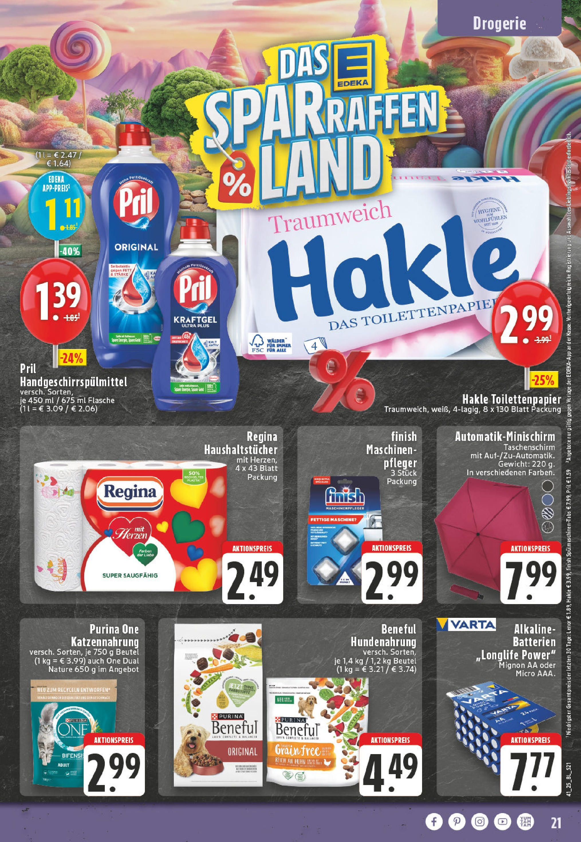 Edeka prospekt Bottrop	 (ab 06.10.2025) » Angebote Online | Seite: 21 | Produkte: Purina one, Lenor, Batterien, Pril