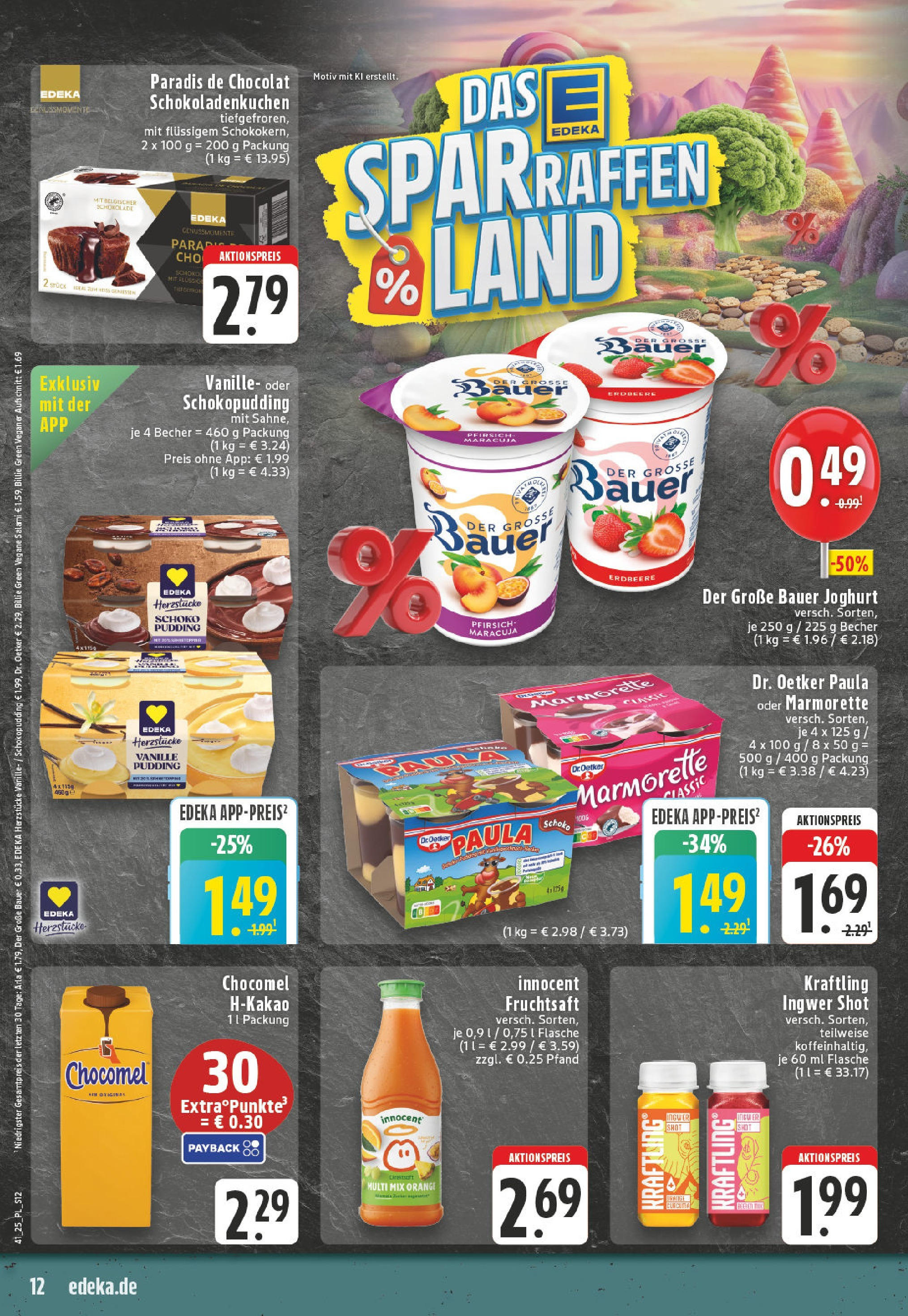 Edeka prospekt Bocholt - Holtwick	 (ab 06.10.2025) » Angebote Online | Seite: 12 | Produkte: Joghurt, Bauer joghurt, Pfirsich, Fruchtsaft