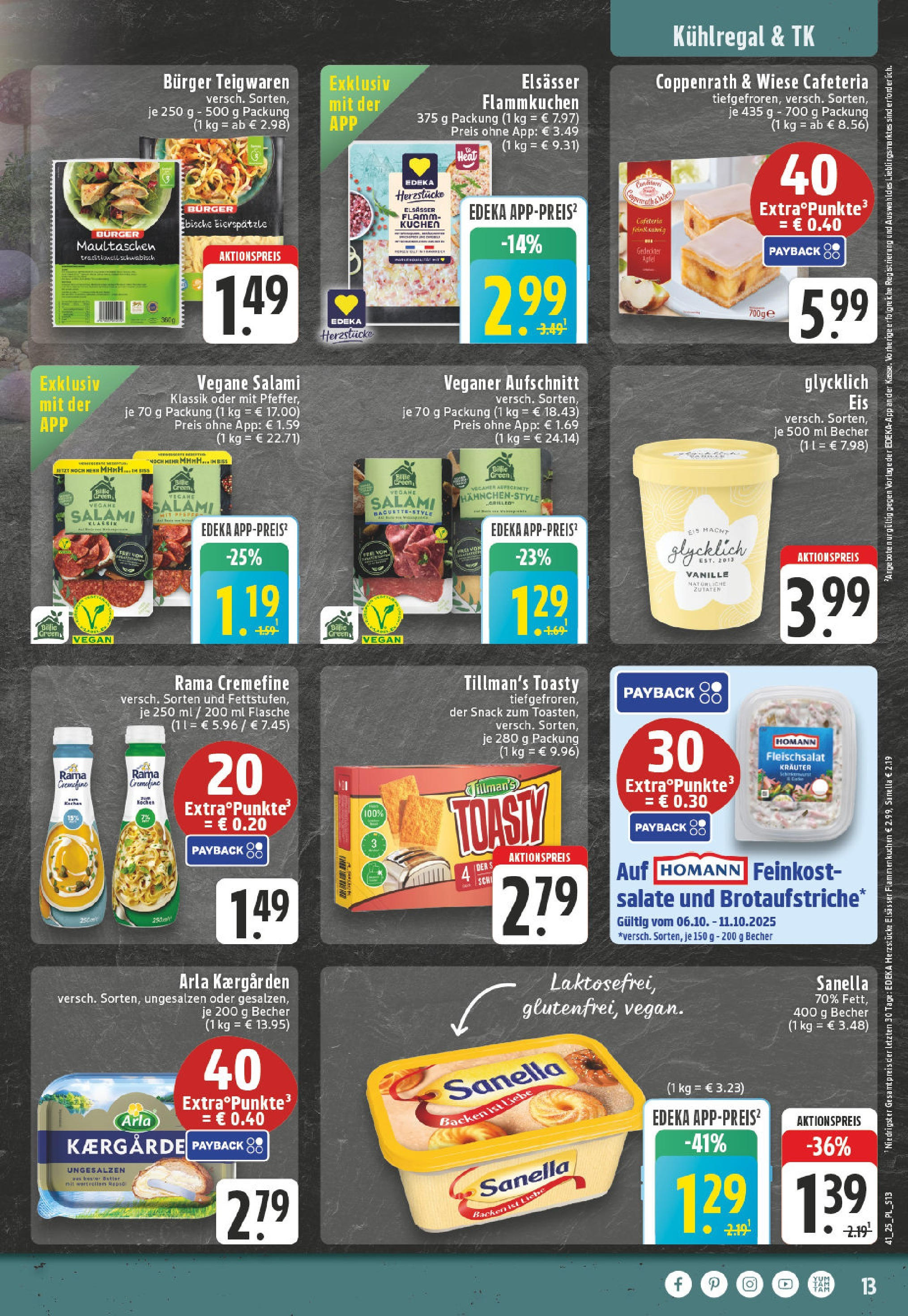 Edeka prospekt Bocholt - Holtwick	 (ab 06.10.2025) » Angebote Online | Seite: 13 | Produkte: Burger, Pizza, Kuchen, Eis