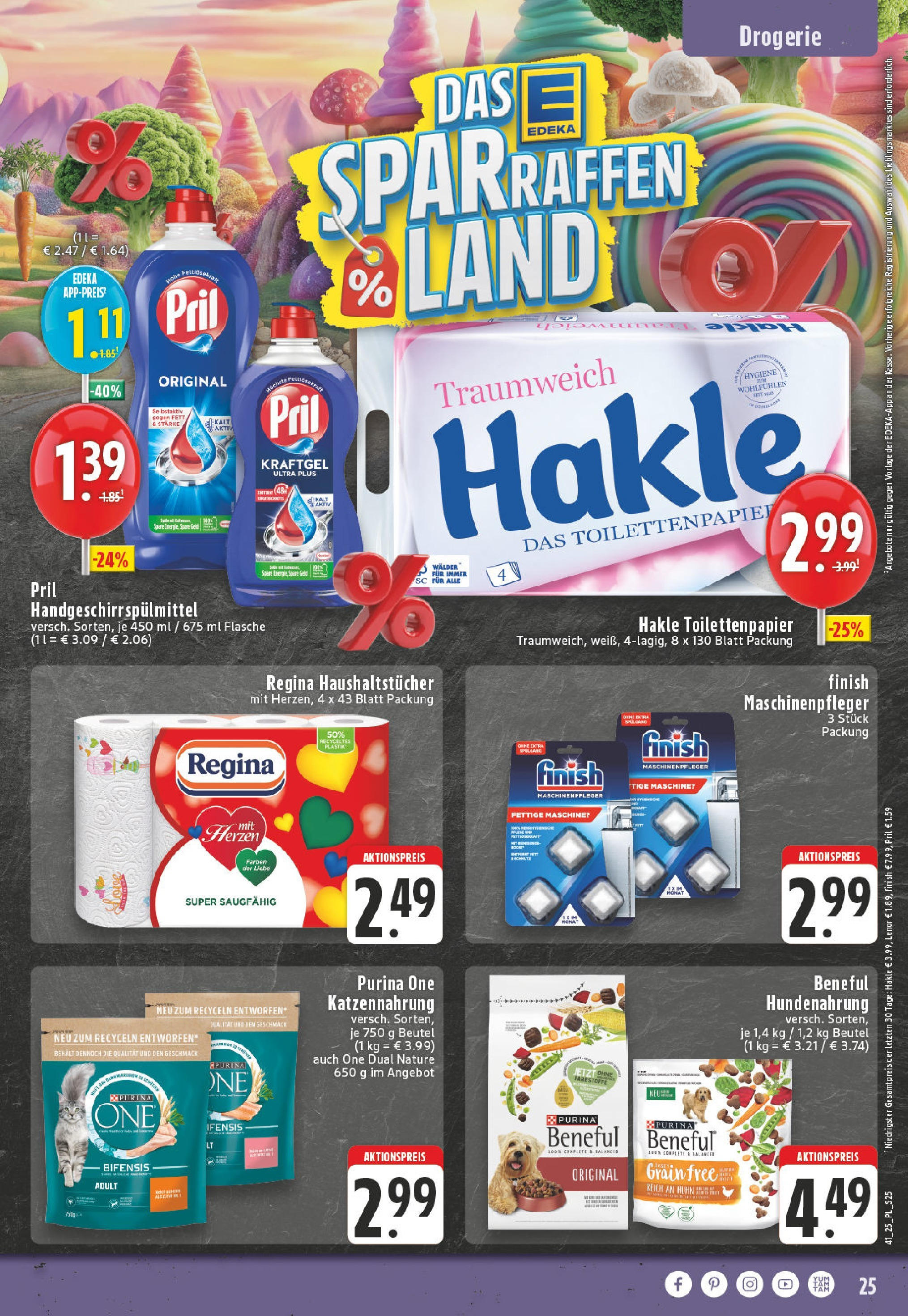 Edeka prospekt Bocholt - Holtwick	 (ab 06.10.2025) » Angebote Online | Seite: 25 | Produkte: Purina one, Finish, Pril, Toilettenpapier