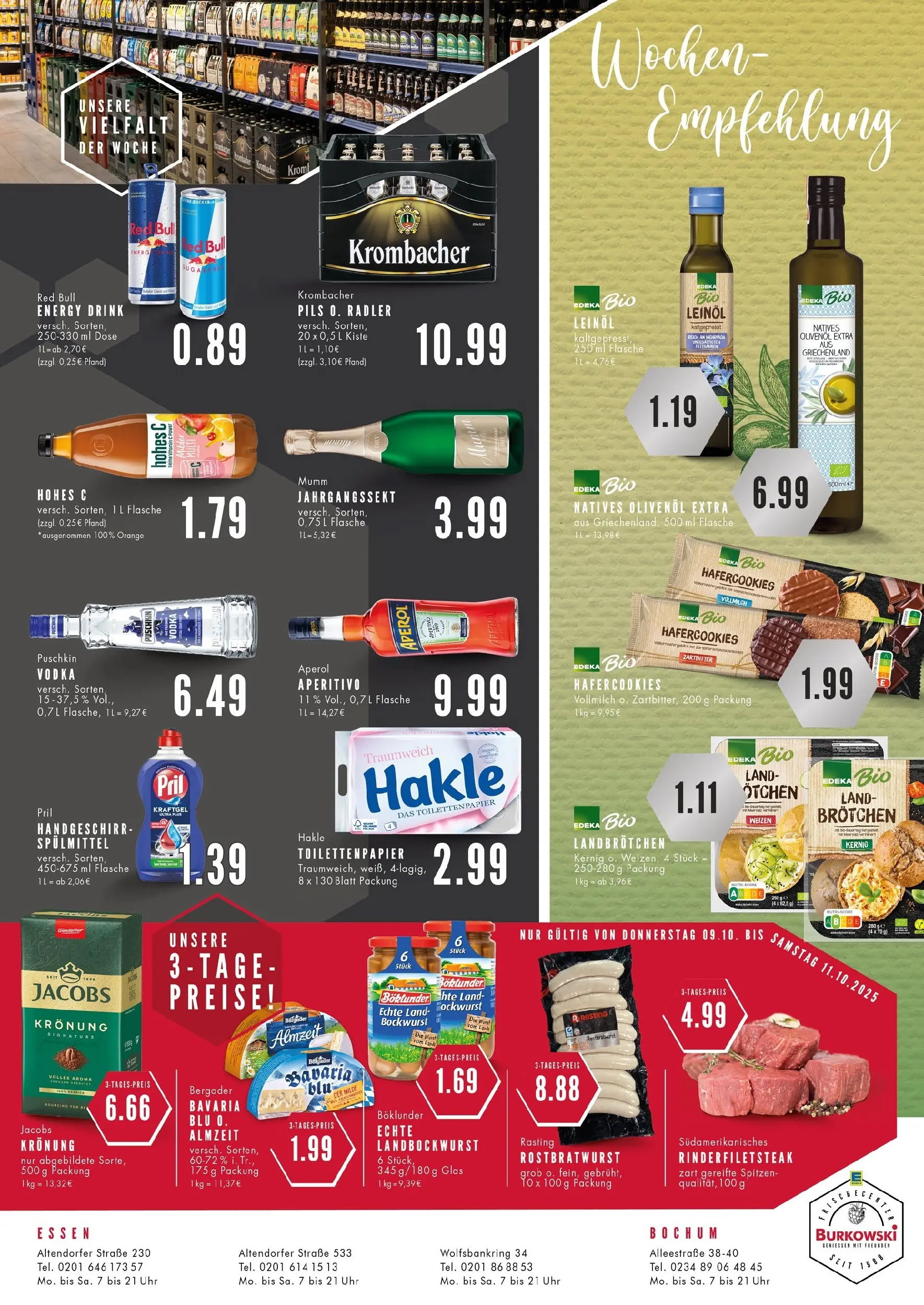 Edeka prospekt Bochum	 (ab 06.10.2025) » Angebote Online | Seite: 8 | Produkte: Bockwurst, Red bull, Pils, Pril