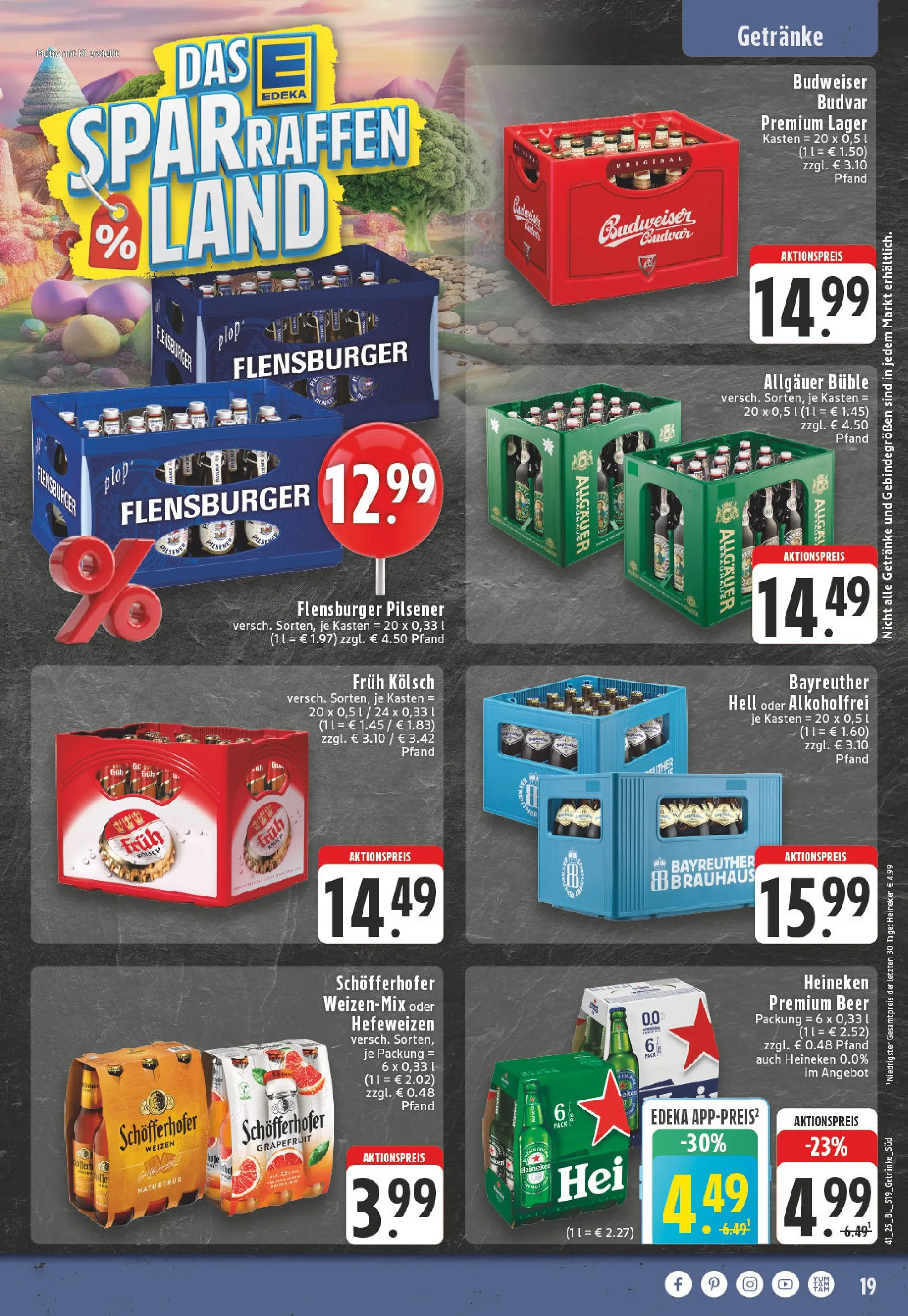 Edeka prospekt Köln-Sülz	 (ab 06.10.2025) » Angebote Online | Seite: 19 | Produkte: Bayreuther hell, Heineken, Grapefruit, Budweiser