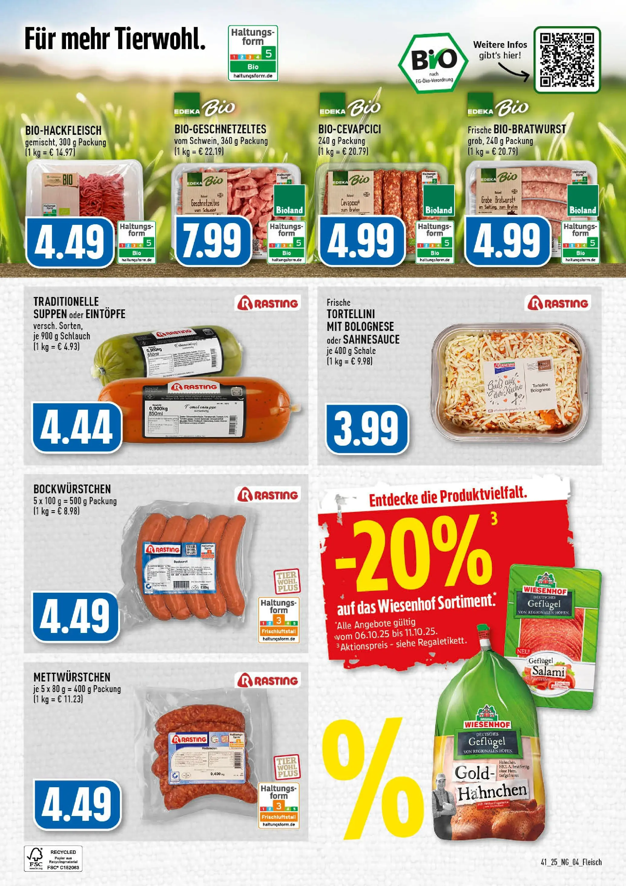 Edeka prospekt Köln-Vingst	 (ab 06.10.2025) » Angebote Online | Seite: 4 | Produkte: Hahnchen, Küche, Cevapcici, Salami