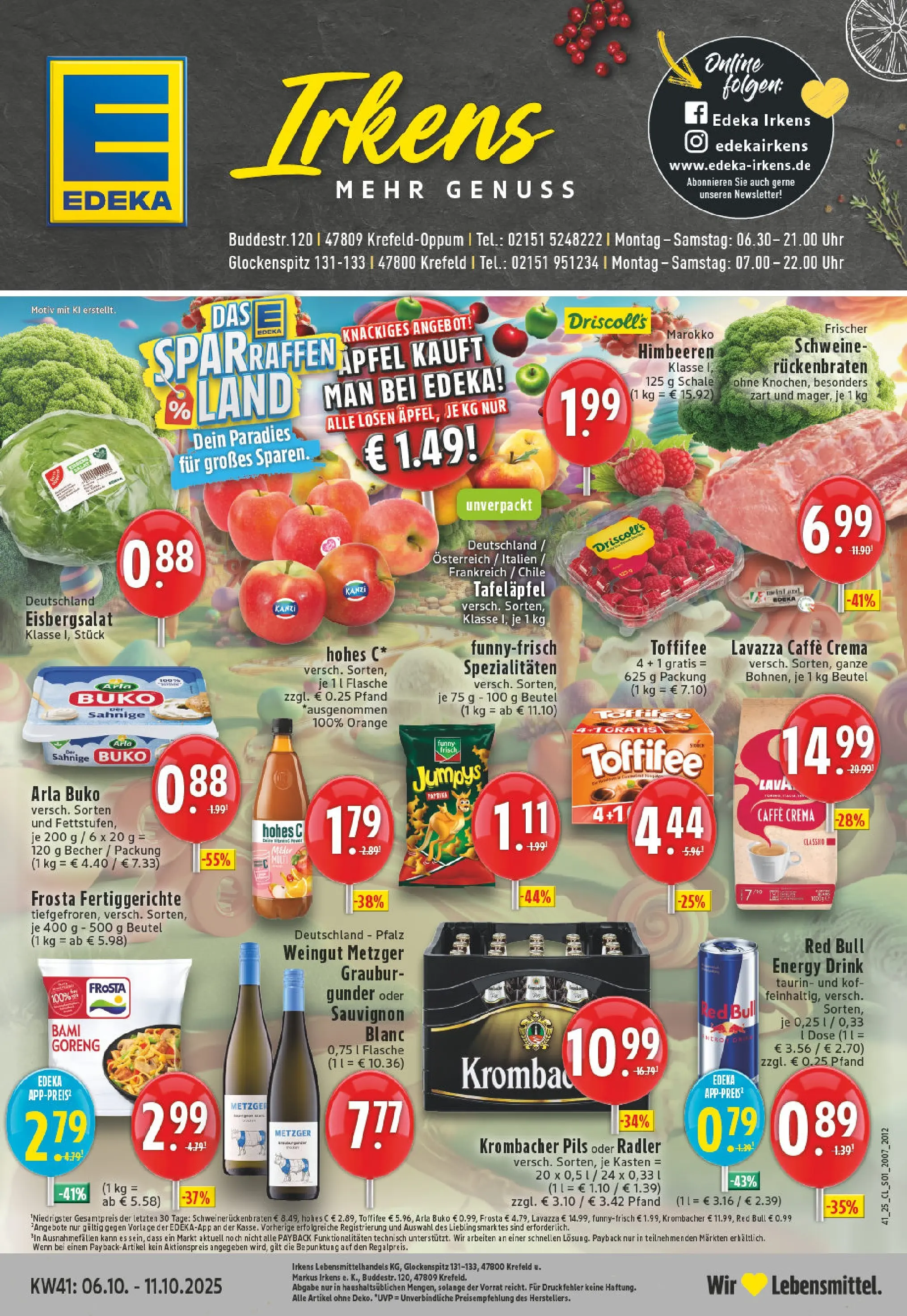 Edeka prospekt Krefeld	 (ab 06.10.2025) » Angebote Online | Seite: 1 | Produkte: Radler, Fertiggerichte, Chips, Uhr