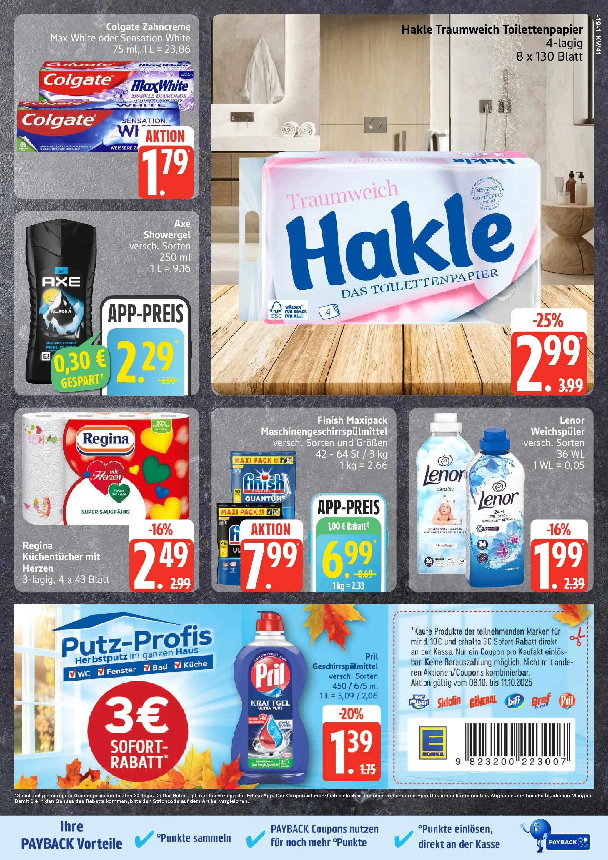 Edeka prospekt Bremervörde	 (ab 06.10.2025) » Angebote Online | Seite: 19 | Produkte: Finish, Geschirrspülmittel, Axe, Shower Gel