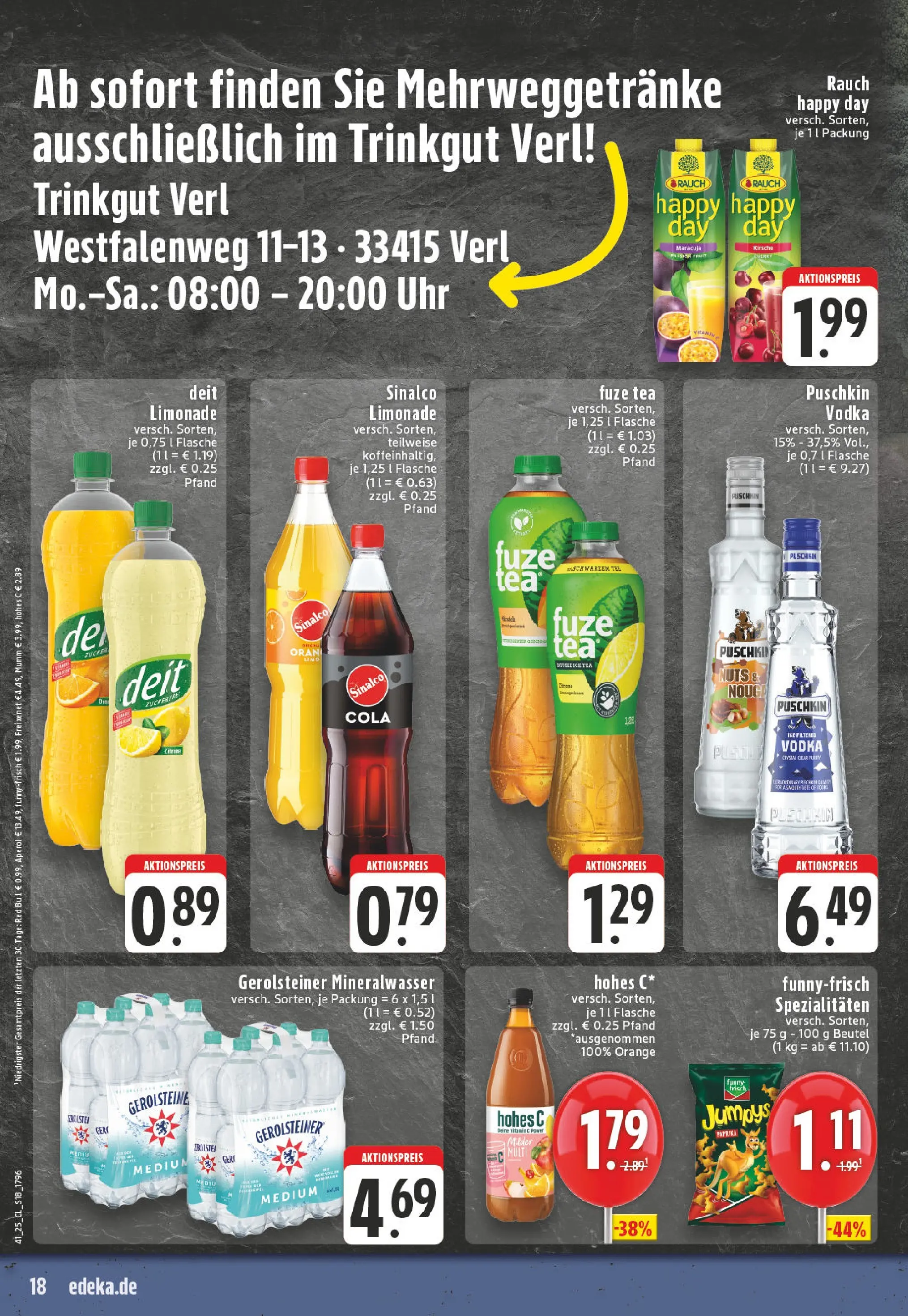 Edeka prospekt Verl	 (ab 06.10.2025) » Angebote Online | Seite: 18 | Produkte: Red bull, Cola, Uhr, Gerolsteiner