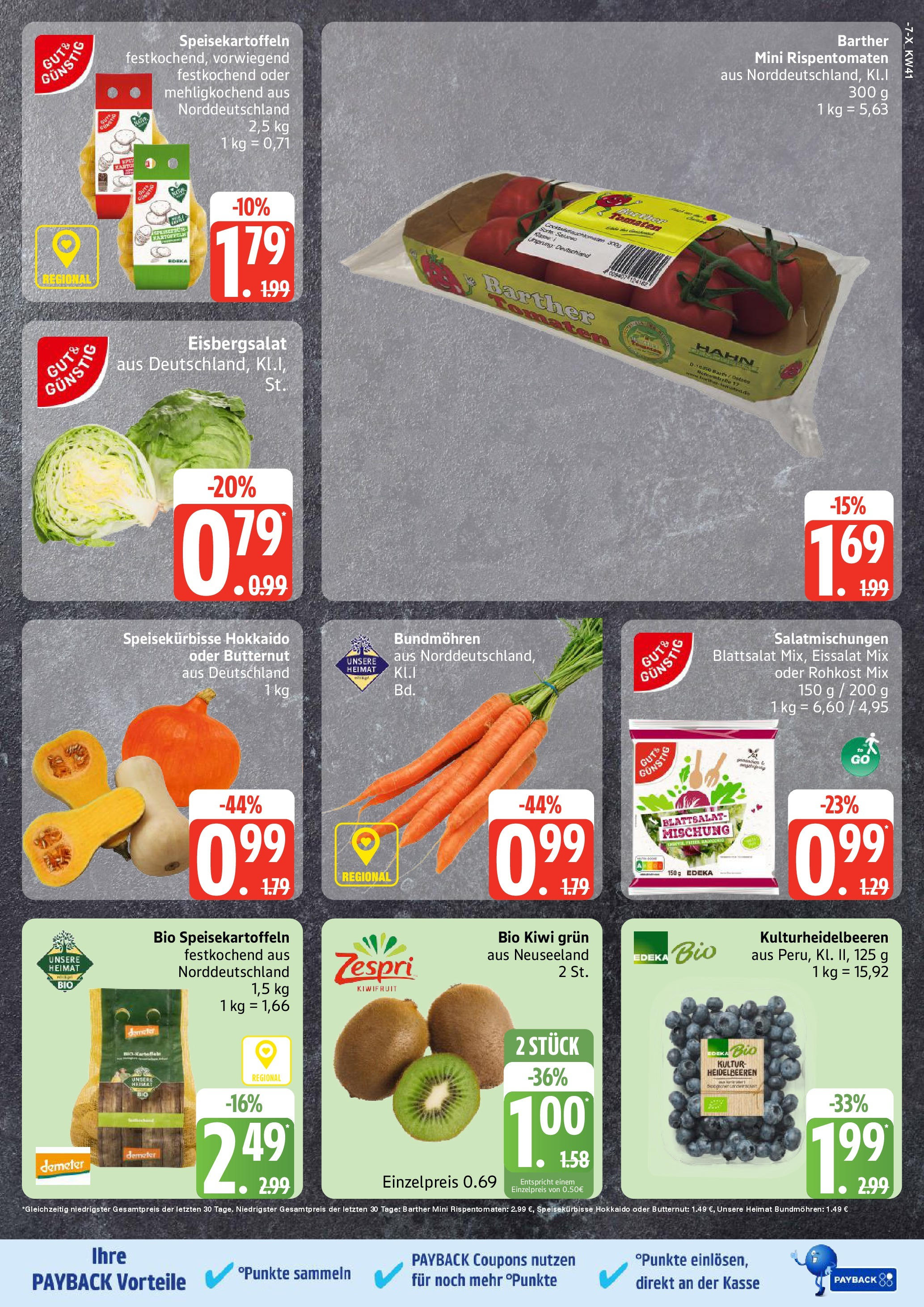 Marktkauf - Marktkauf: Wochenangebote (ab 06.10.2025) » Angebote online | Seite: 7 | Produkte: Heidelbeeren, Eissalat, Kartoffeln, Kiwi
