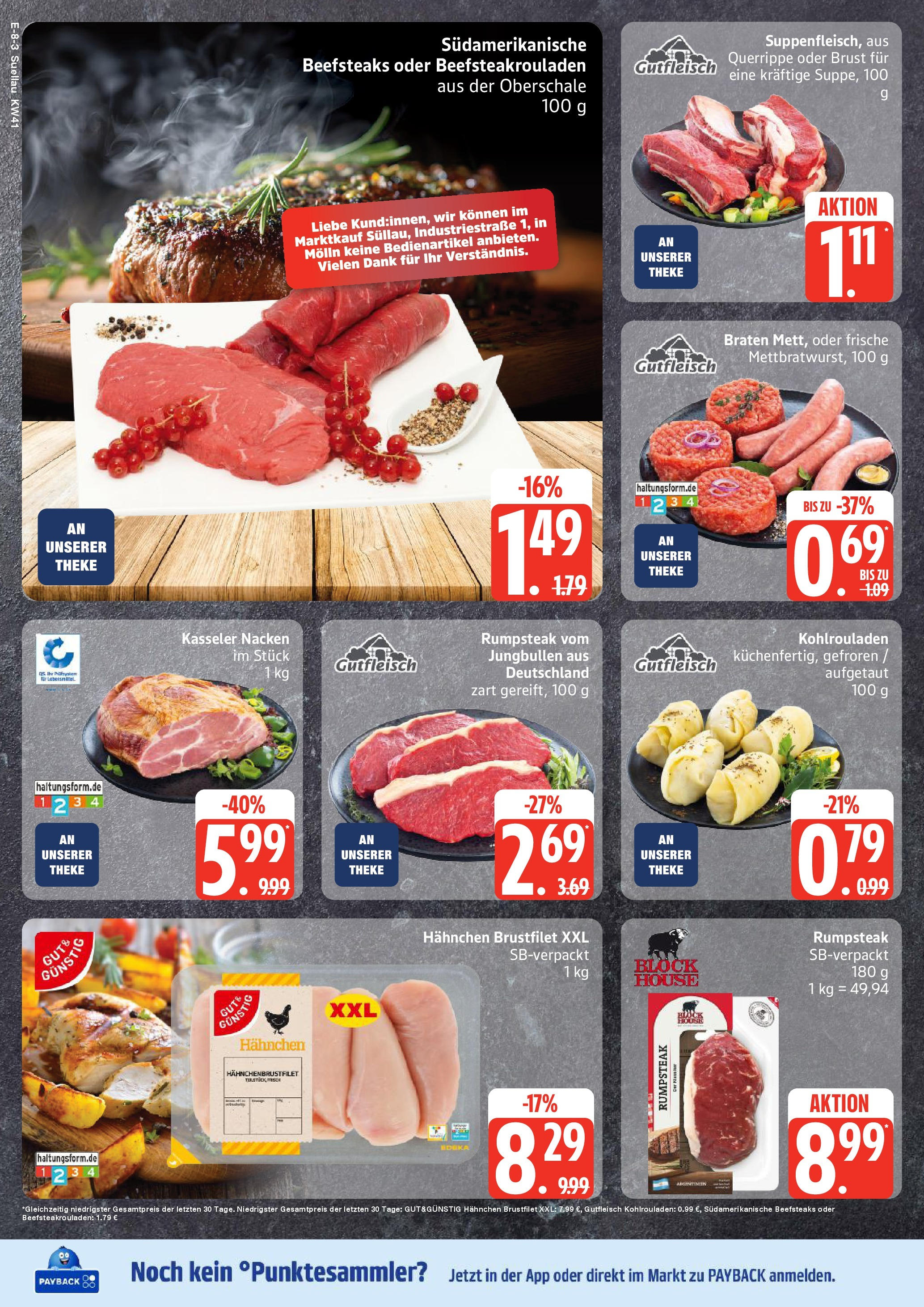 Marktkauf - Marktkauf: Wochenangebote (ab 06.10.2025) » Angebote online | Seite: 8 | Produkte: Rumpsteak, Hahnchen, Theke, Kasseler nacken