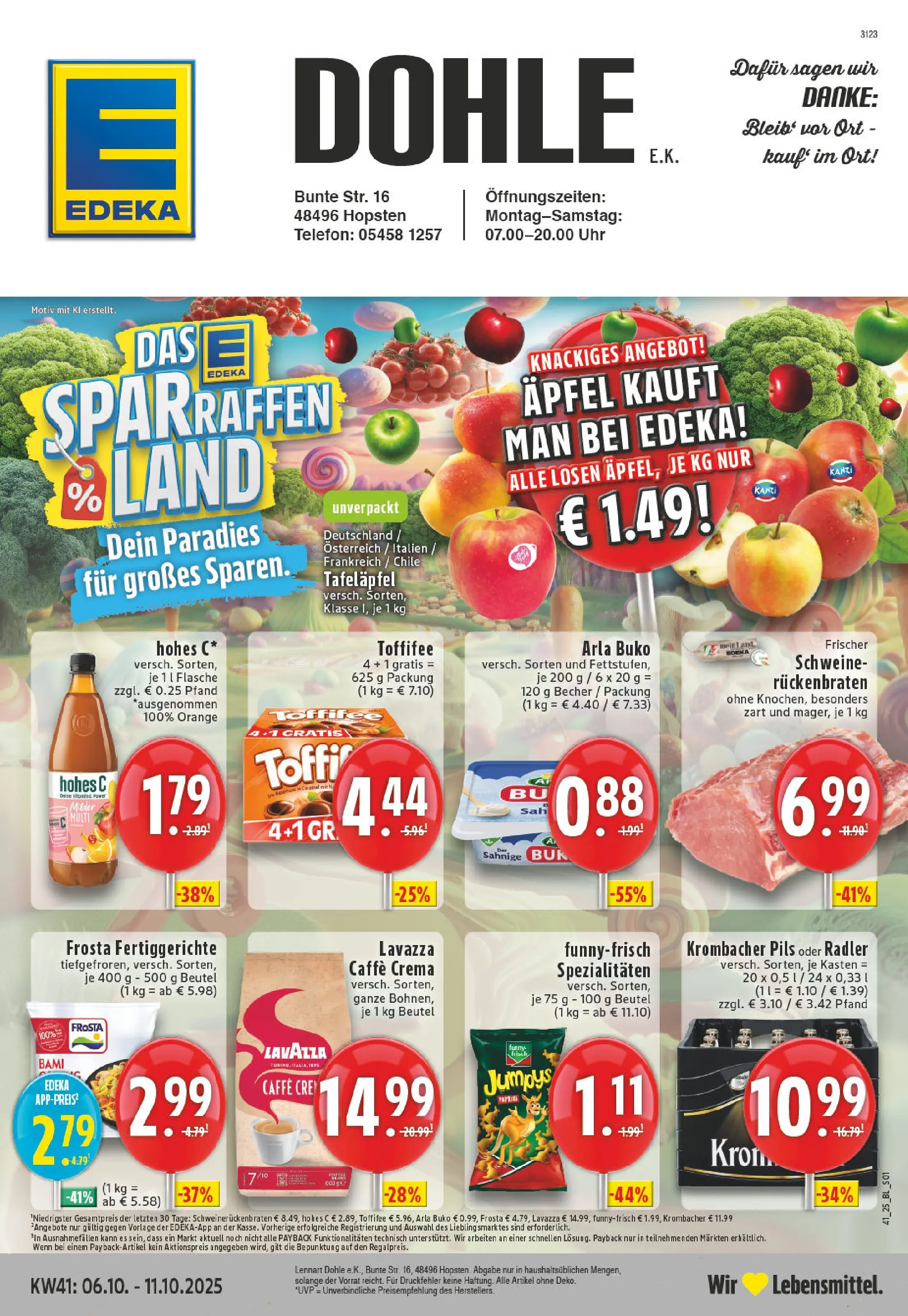 Edeka prospekt Hopsten	 (ab 06.10.2025) » Angebote Online | Seite: 1 | Produkte: Lavazza, Pils, Äpfel, Radler