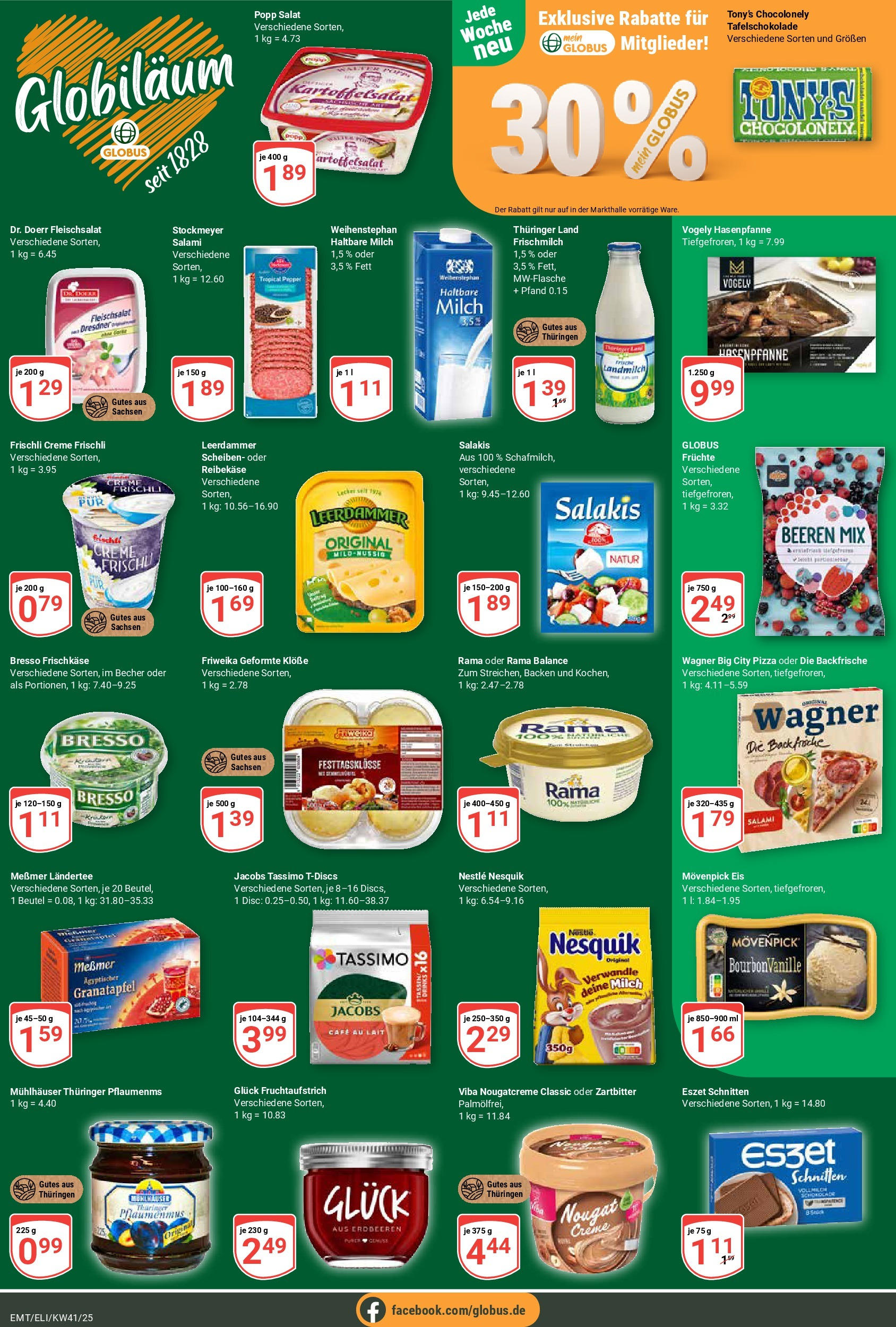 Globus prospekt Mittelhausen	 (ab 06.10.2025) » Angebote online | Seite: 2 | Produkte: Schokolade, Messmer, Salami, Frischkase