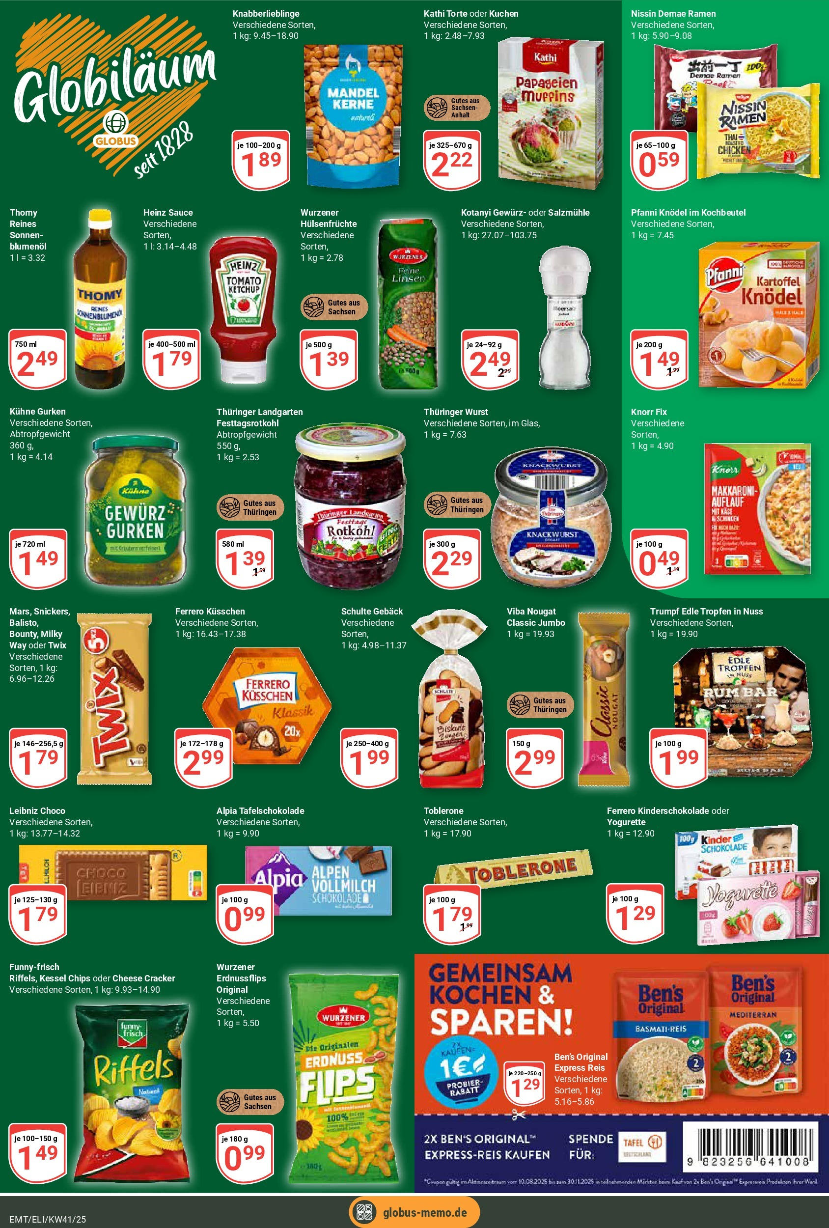 Globus prospekt Mittelhausen	 (ab 06.10.2025) » Angebote online | Seite: 3 | Produkte: Kinder schokolade, Knorr fix, Rotkohl, Gurken