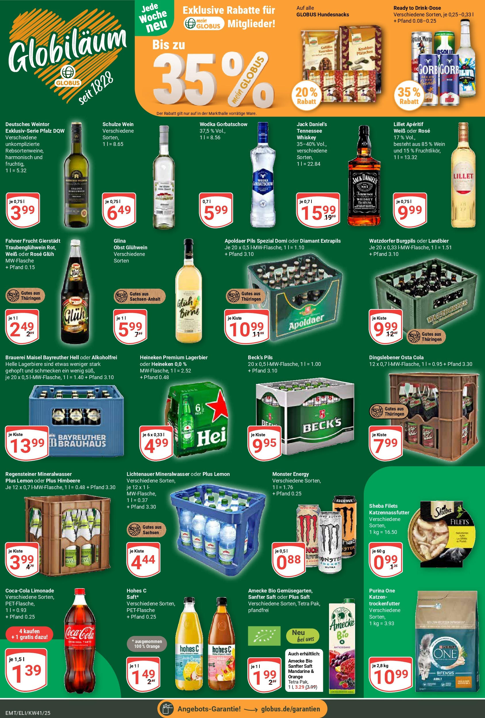 Globus prospekt Mittelhausen	 (ab 06.10.2025) » Angebote online | Seite: 4 | Produkte: Sheba, Limonade, Hohes c, Wein