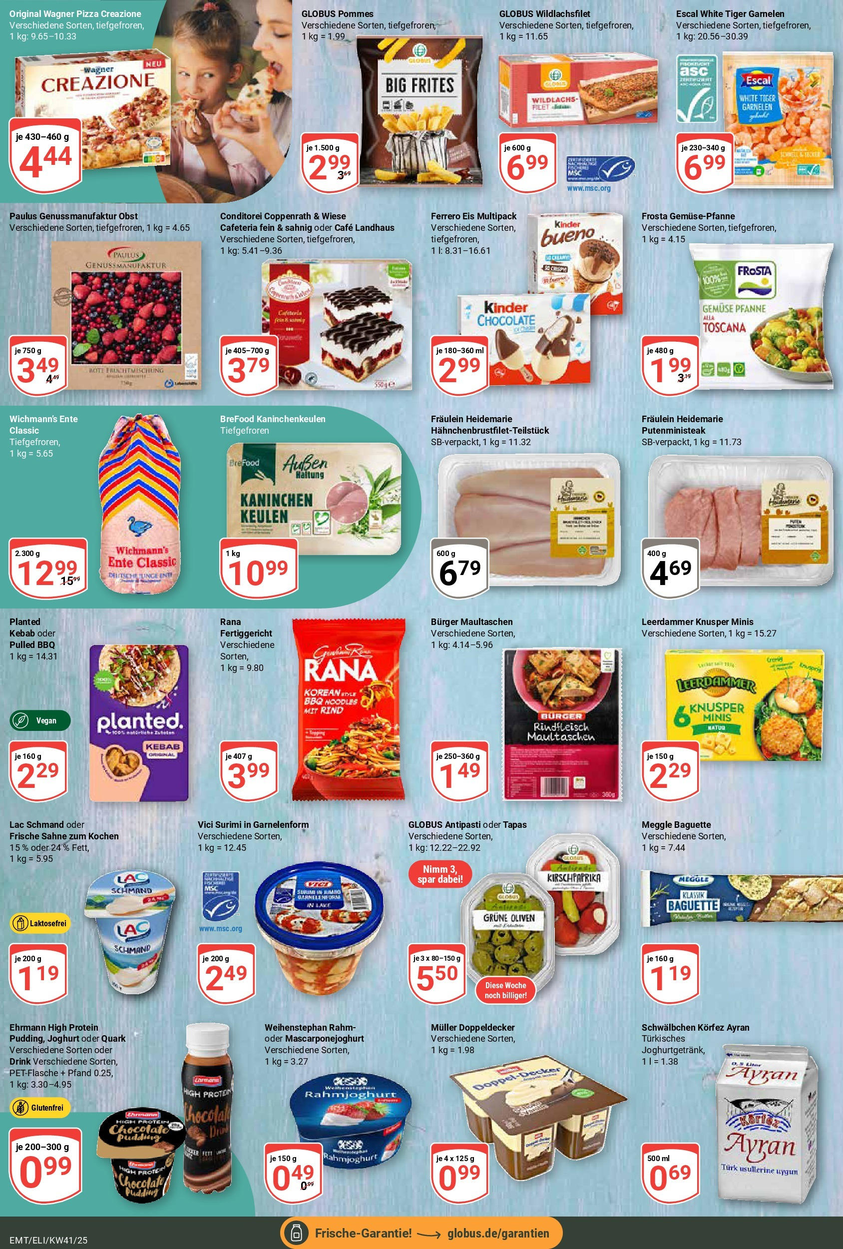 Globus prospekt Mittelhausen	 (ab 06.10.2025) » Angebote online | Seite: 14 | Produkte: Quark, Kaninchen, Garnelen, Pizza