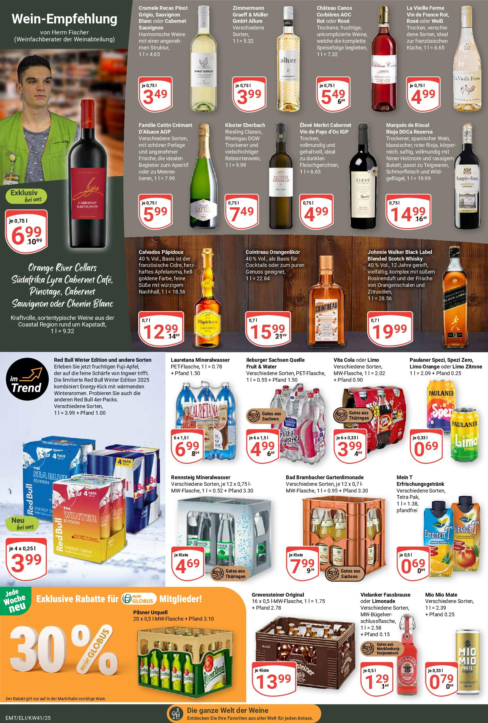 Globus prospekt Mittelhausen	 (ab 06.10.2025) » Angebote online | Seite: 17 | Produkte: Merlot, Bad, Limonade, Mio mio mate