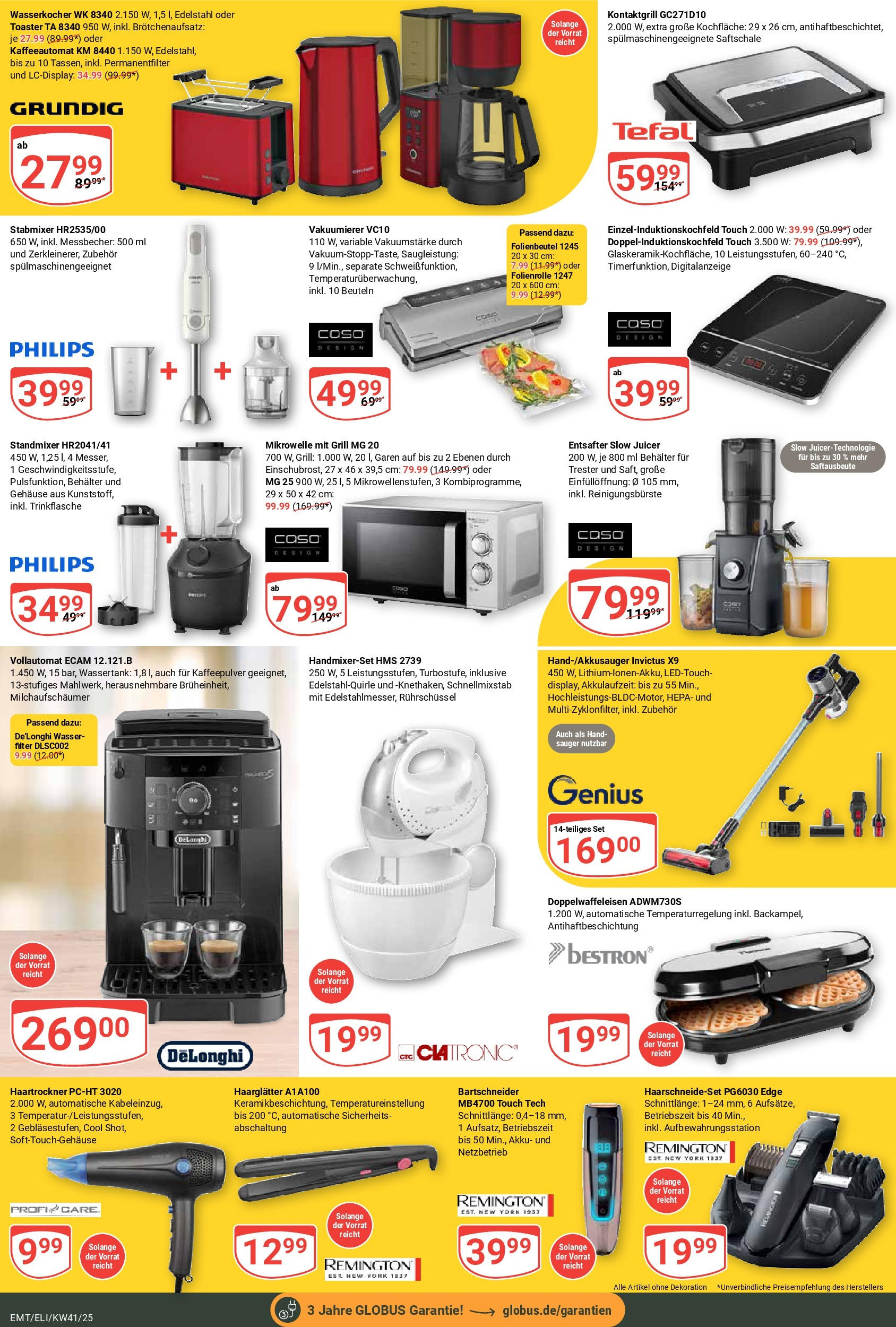 Globus prospekt Mittelhausen	 (ab 06.10.2025) » Angebote online | Seite: 23 | Produkte: Philips, Grill, Haartrockner, Vakuumierer