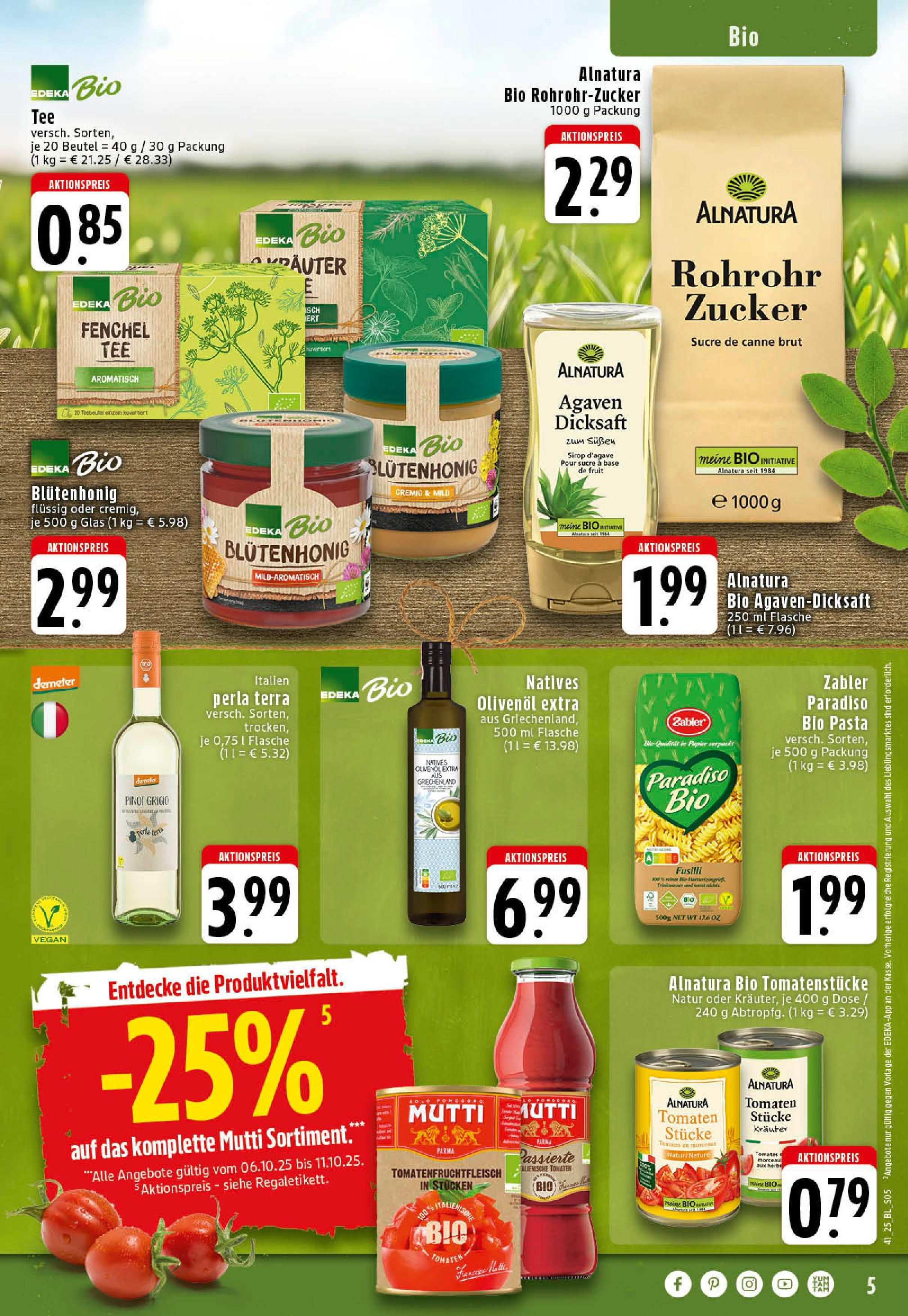 Edeka prospekt Rheine	 (ab 06.10.2025) » Angebote Online | Seite: 5 | Produkte: Olivenol, Tomaten, Pasta, Tee