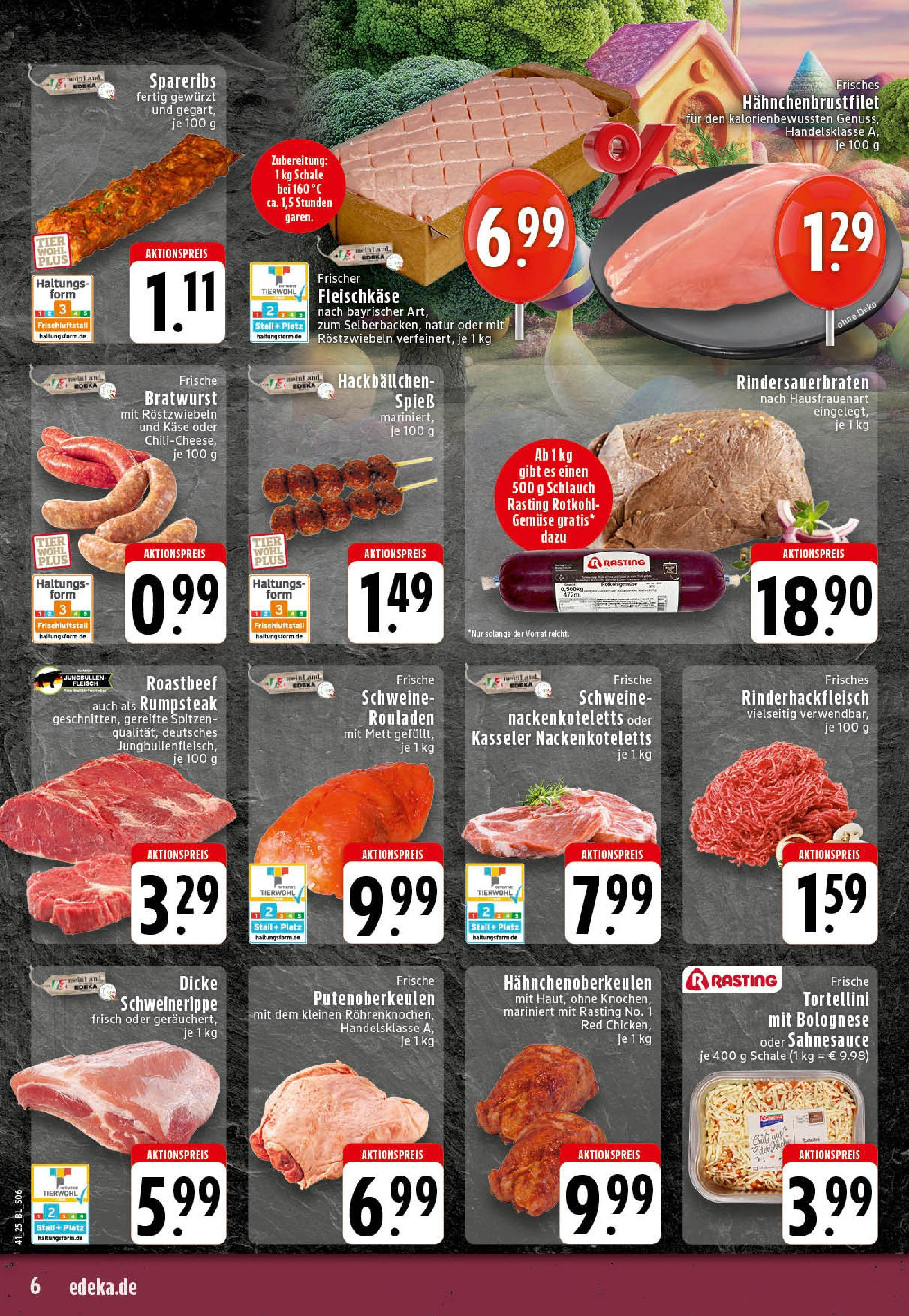 Edeka prospekt Rheine	 (ab 06.10.2025) » Angebote Online | Seite: 6 | Produkte: Rumpsteak, Käse, Bratwurst, Gemüse